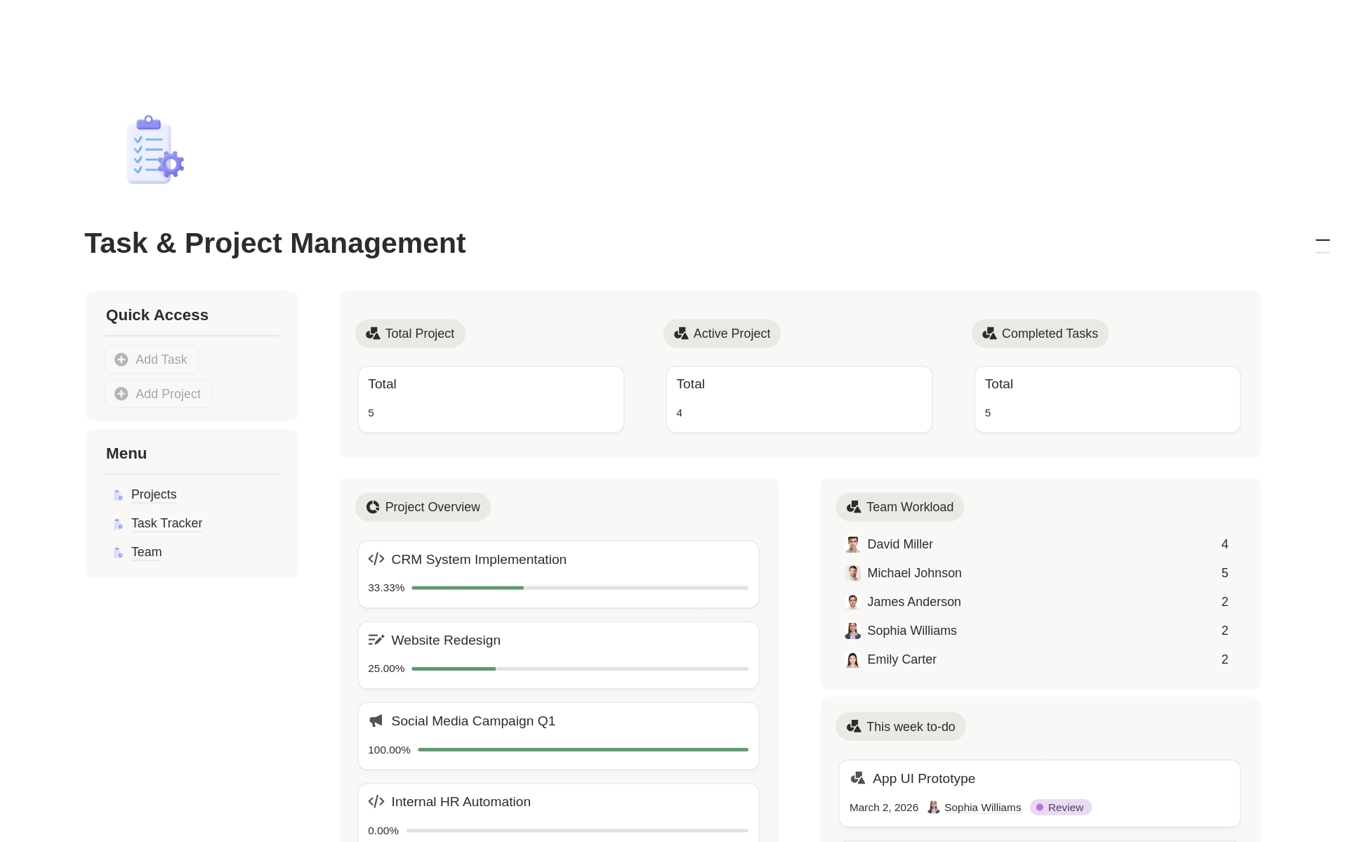 Task & Project Management のプレビュー