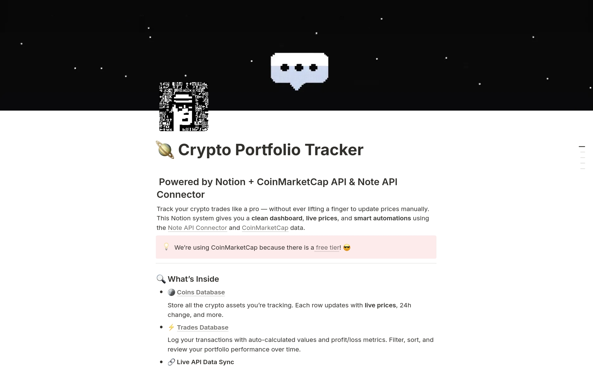 Crypto Portfolio Tracker (Automated Guide) Vorlage von Nebula |  Notion-Marketplace