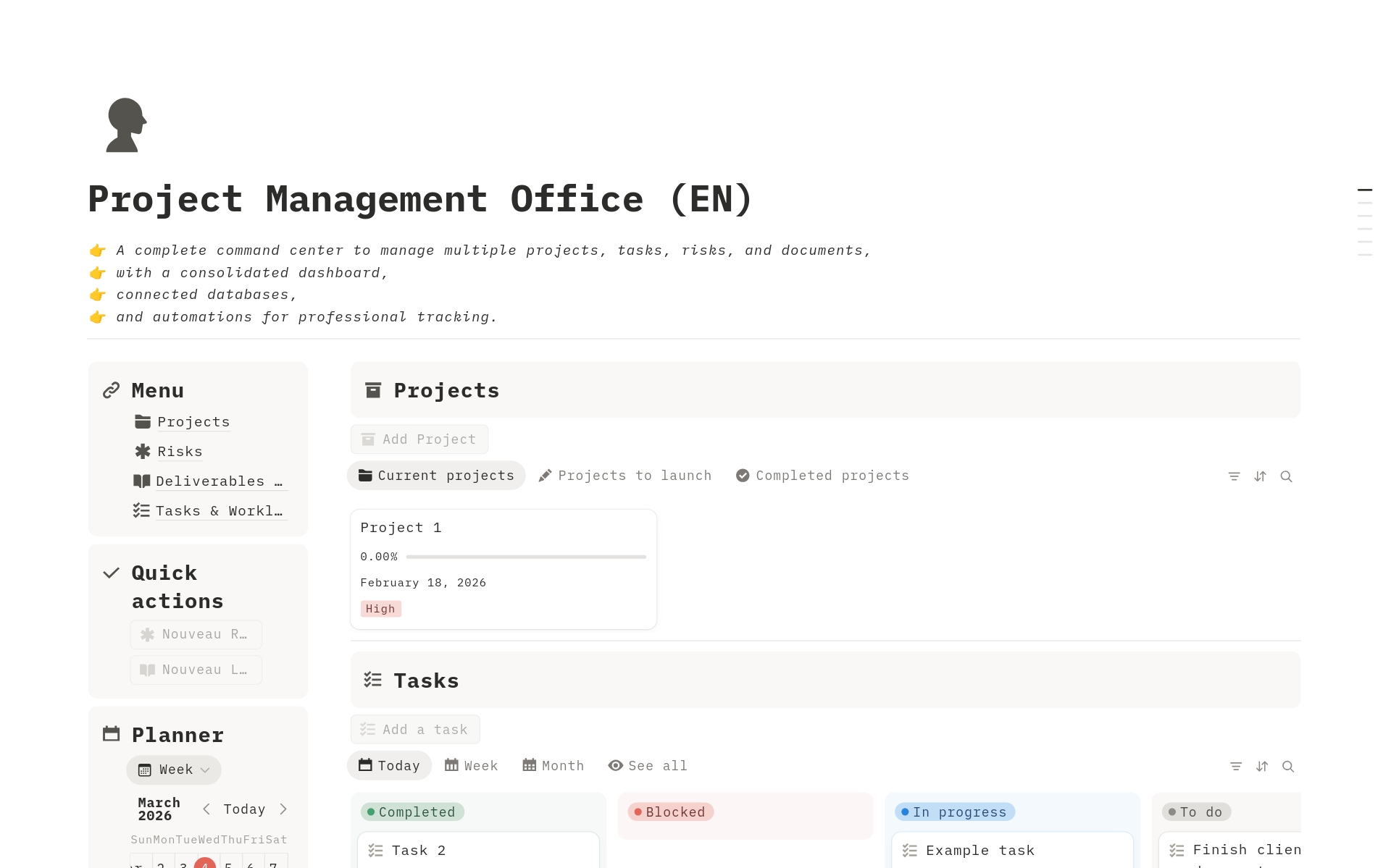 Project management – PMO (EN) (by La Fabrique d'Organisation) のプレビュー