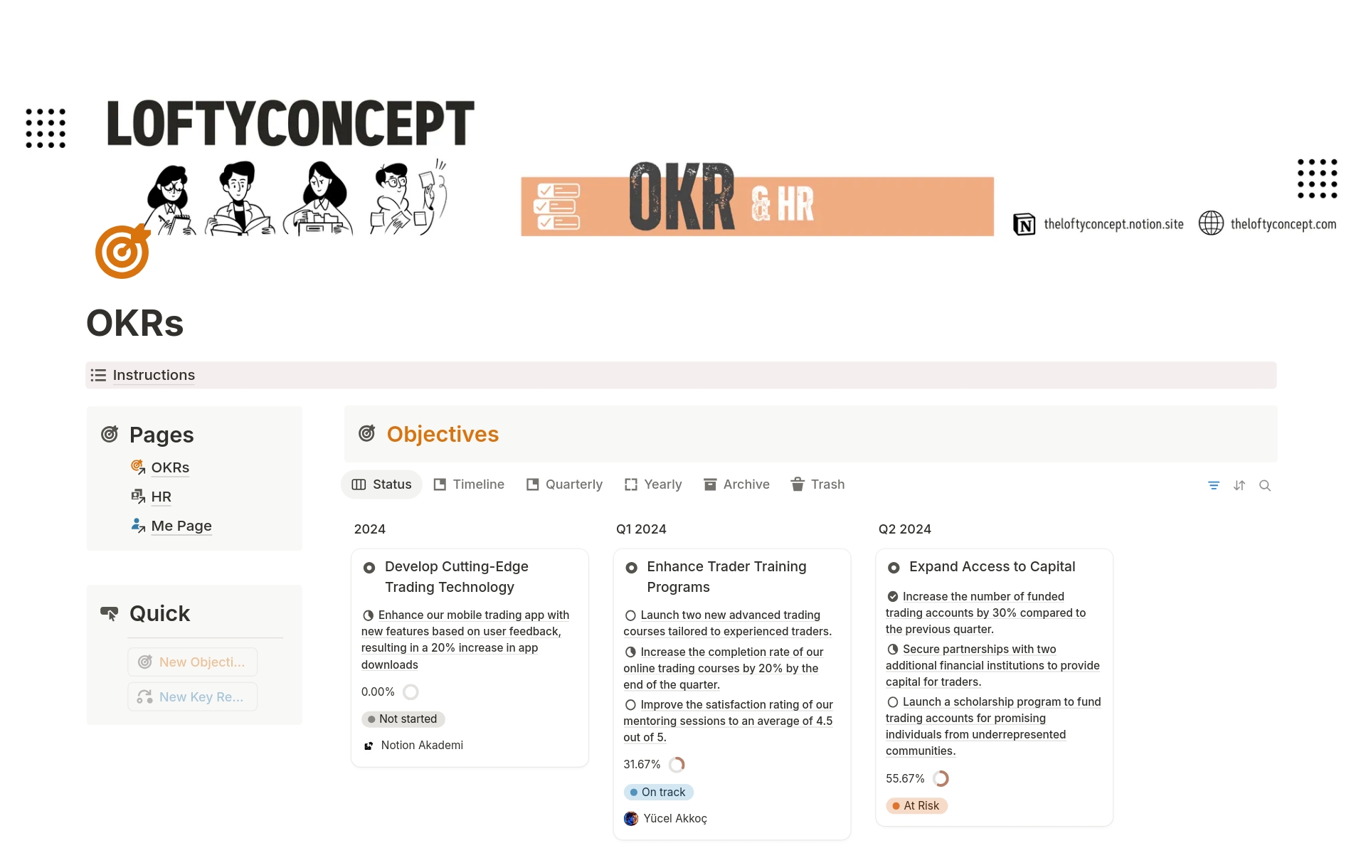 Objectives and Key Results — OKR Tracker のプレビュー