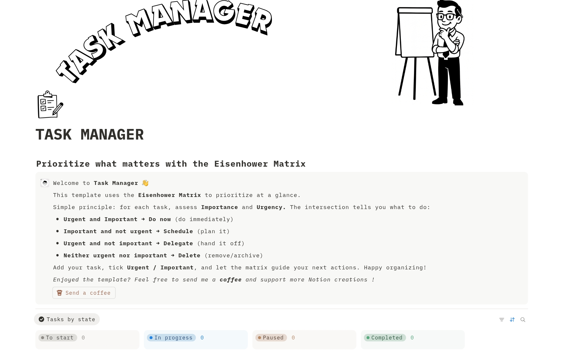 来自Cyril 的TASK MANAGER 模板｜Notion市集