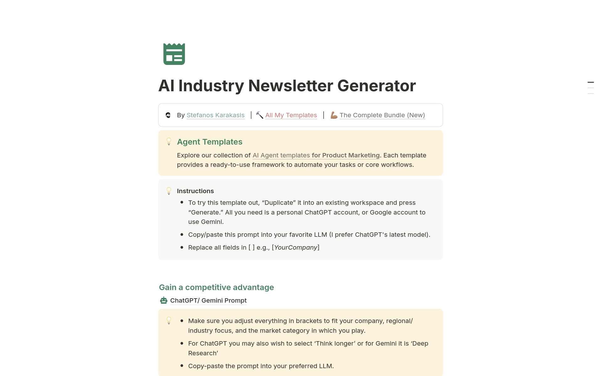 AI Industry Newsletter Generator のプレビュー