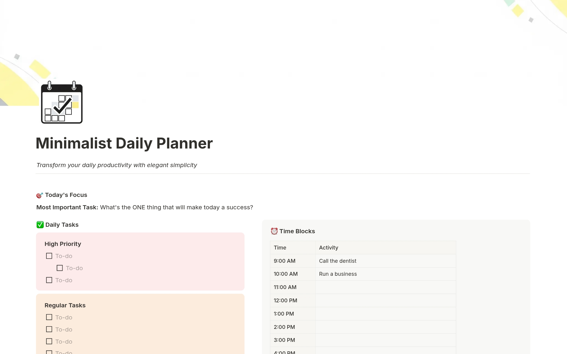 Minimalist Daily Planner のプレビュー