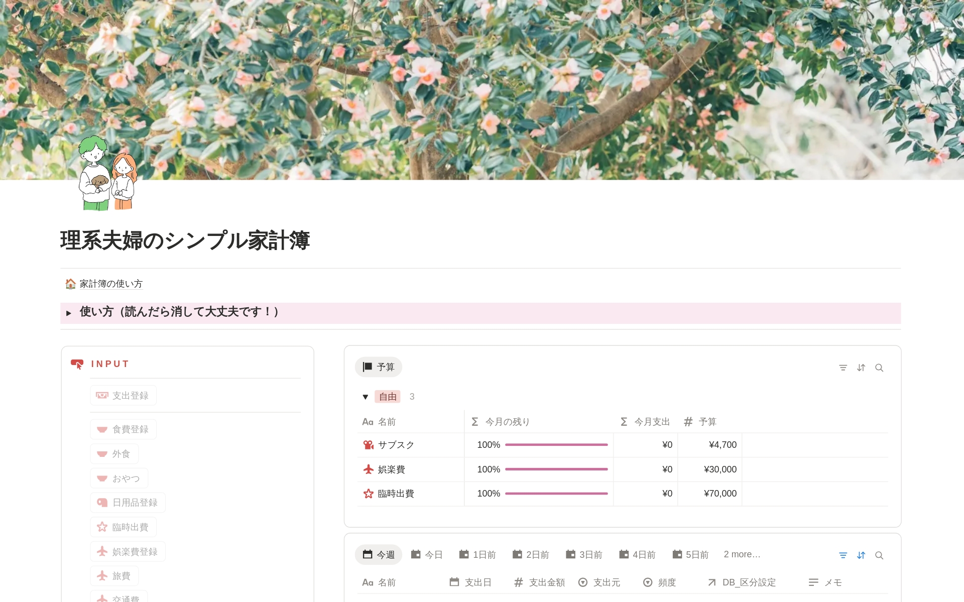 理系夫婦のシンプル家計簿テンプレート・作成者：ふせゆき | Notion