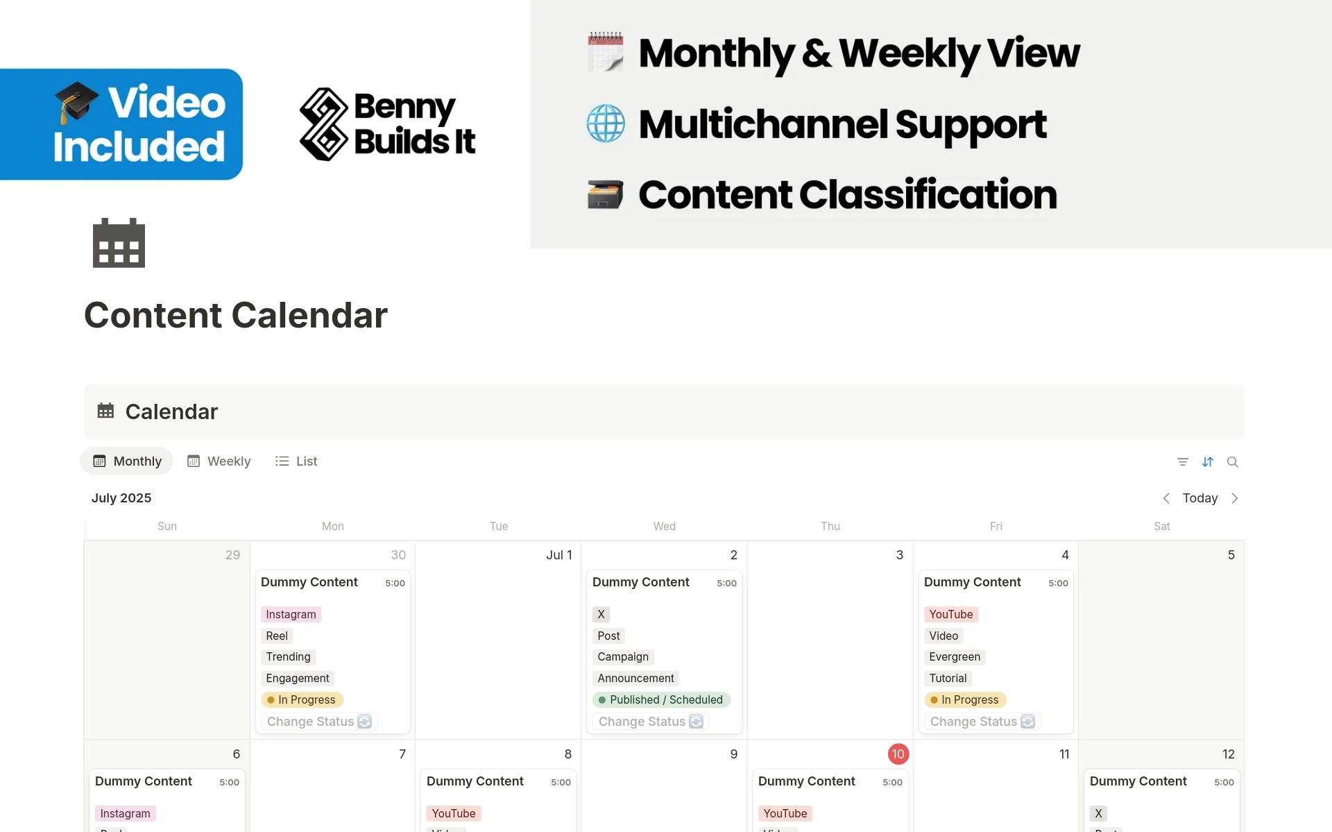 Content Calendar (2026) のプレビュー
