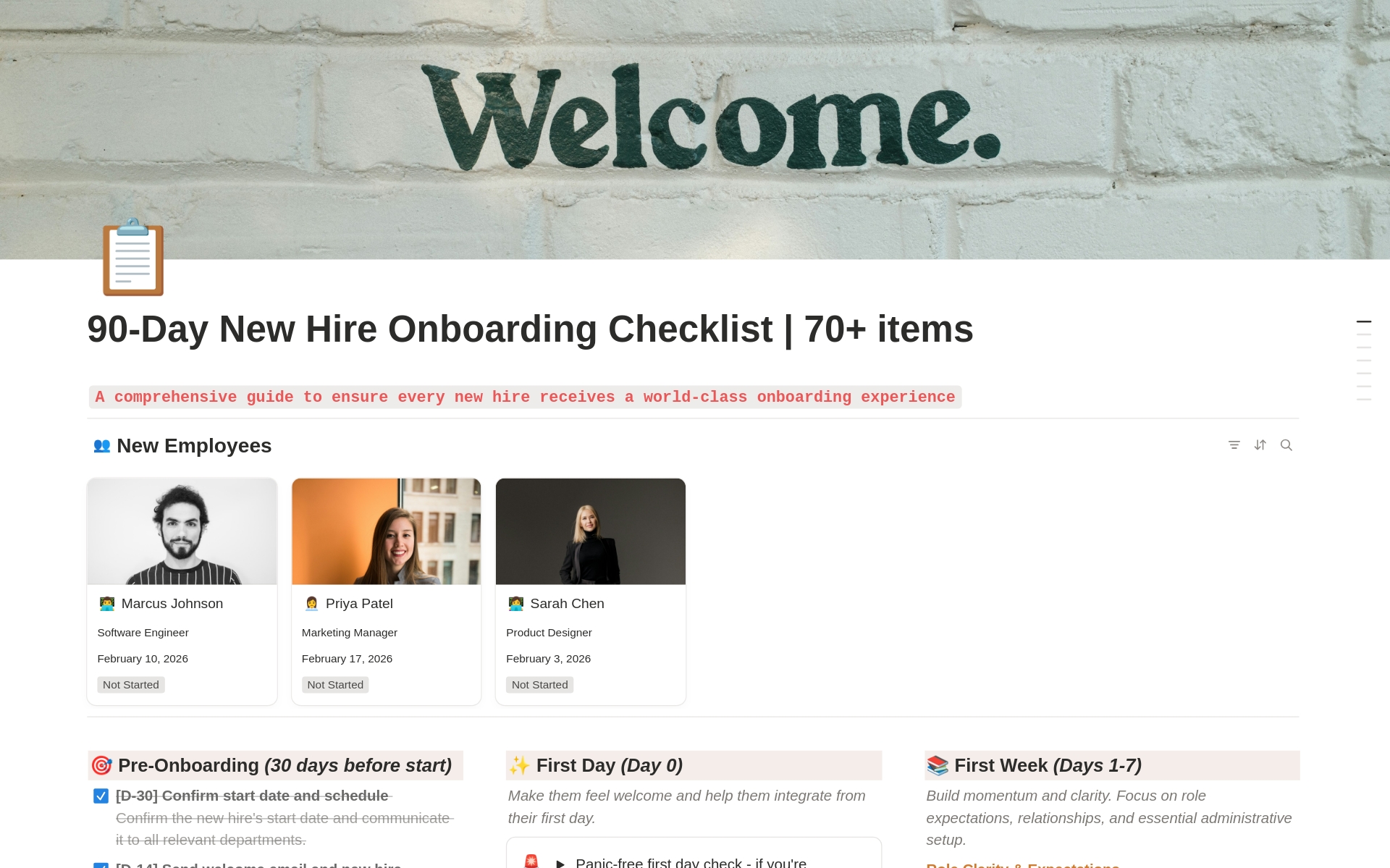 New Hire Onboarding Checklist (for HR & Managers) のプレビュー