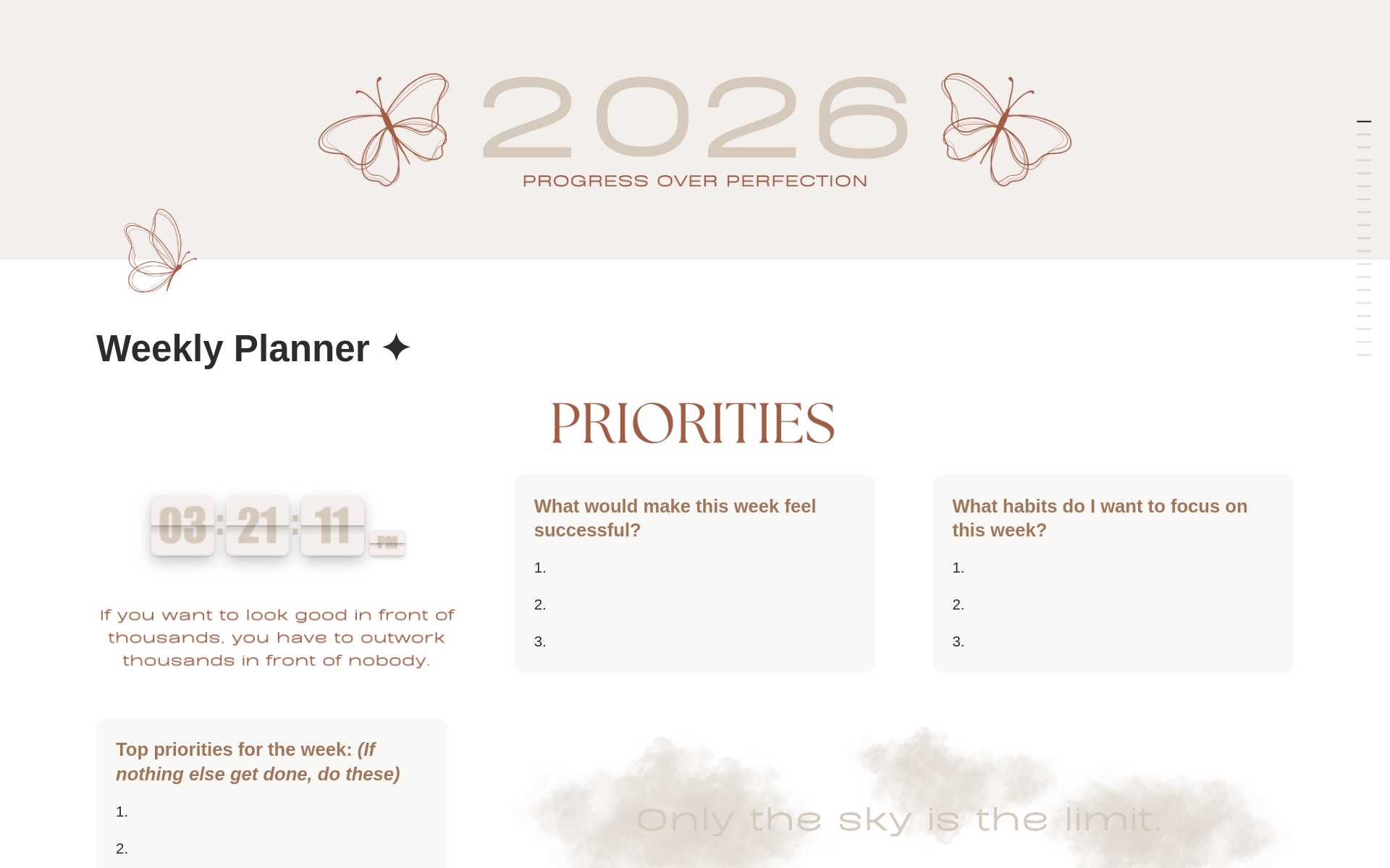 2026 Weekly Planner ☆ Simple & Intentional のプレビュー