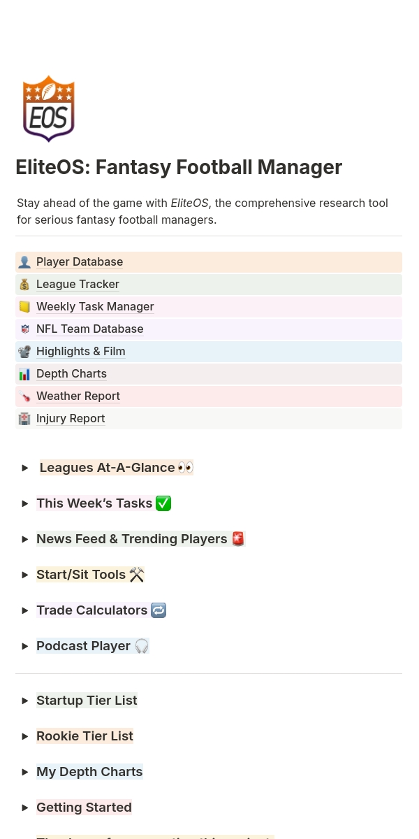 Fantasy Football League Manager Template Notion Marketplace