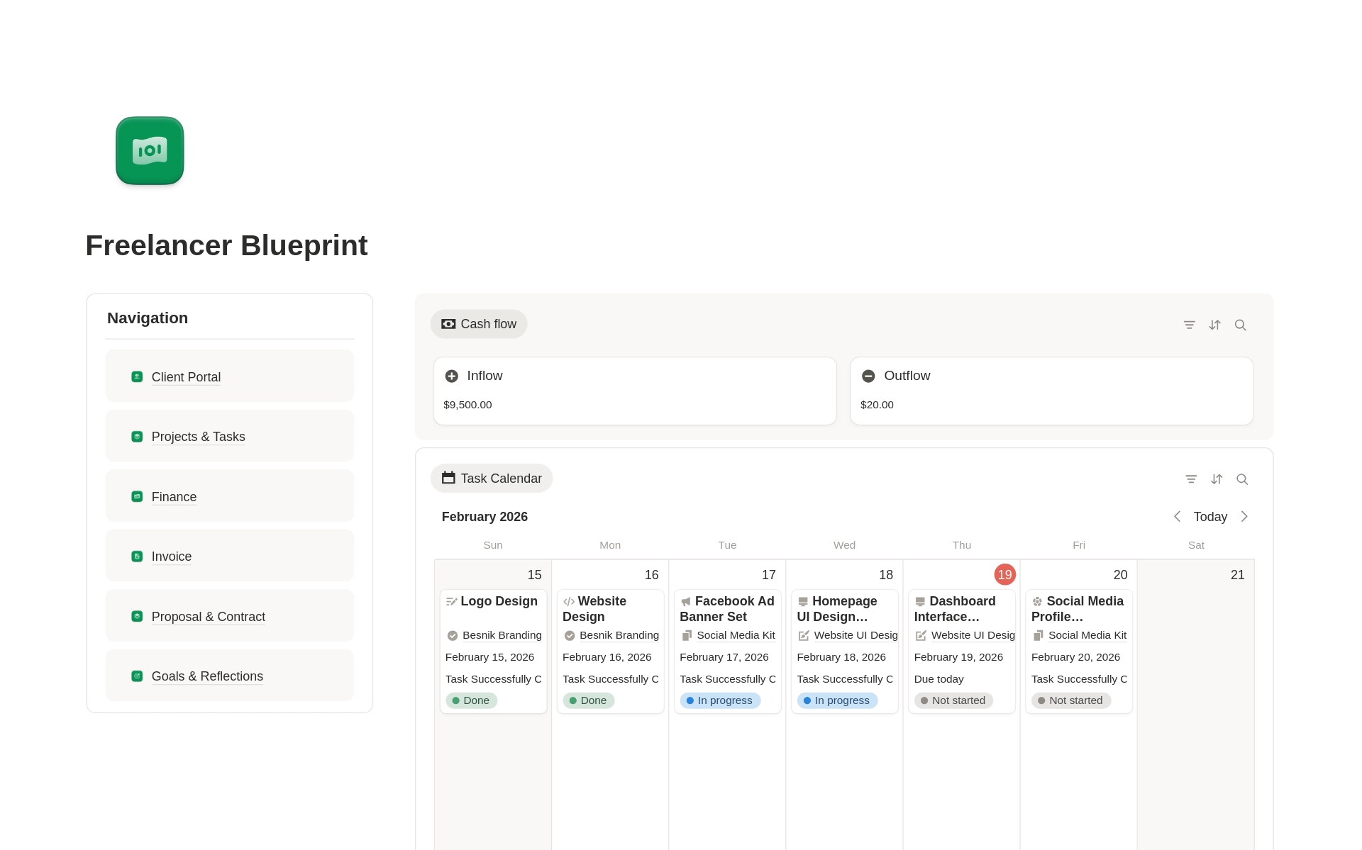 Freelancer Blueprint のプレビュー