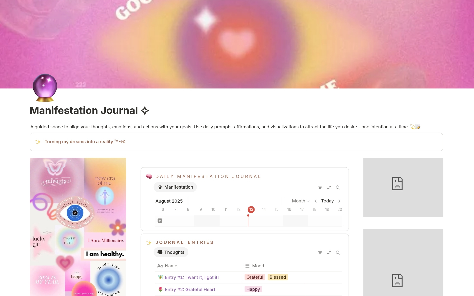 Manifestation Journal ✧ 템플릿 | Notion (노션) 마켓플레이스