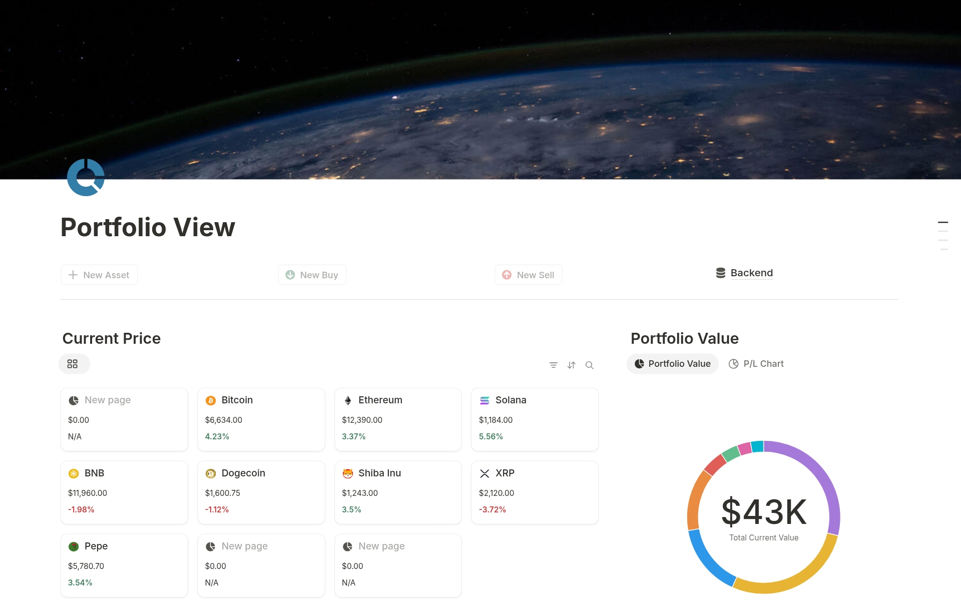 Crypto Portfolio View Template | Notion Marketplace
