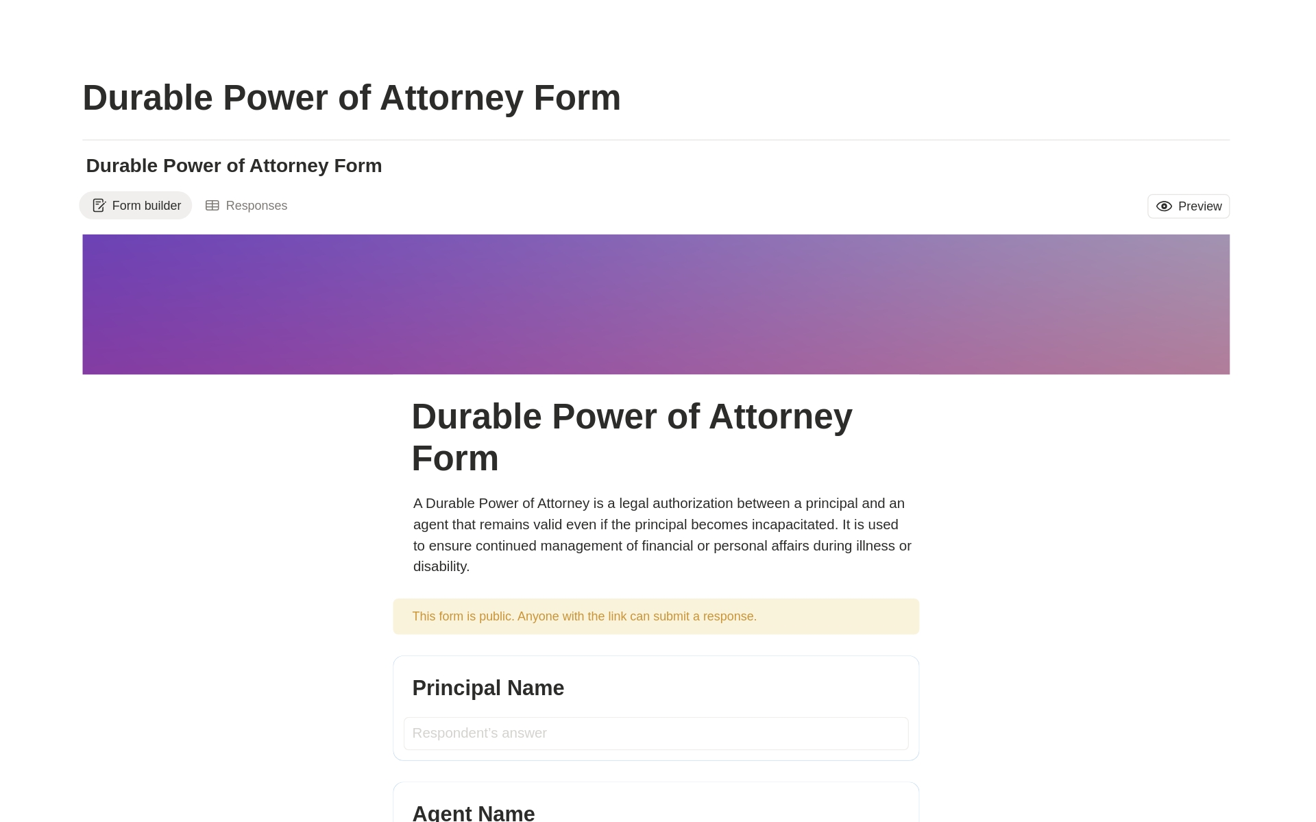 Durable Power of Attorney PDF Generator 範本| Notion Marketplace
