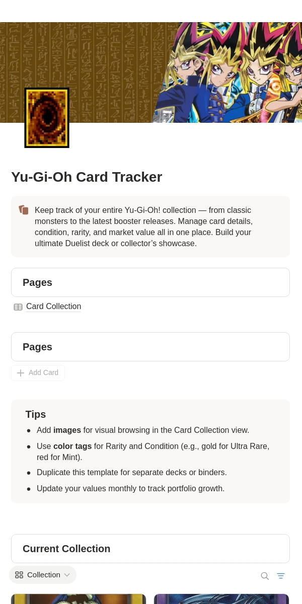 Yu-Gi-Oh Card Collector Template by Nebula | Notion Marketplace Yu-Gi-Oh Card Collector Template by Nebula | Notion Marketplace