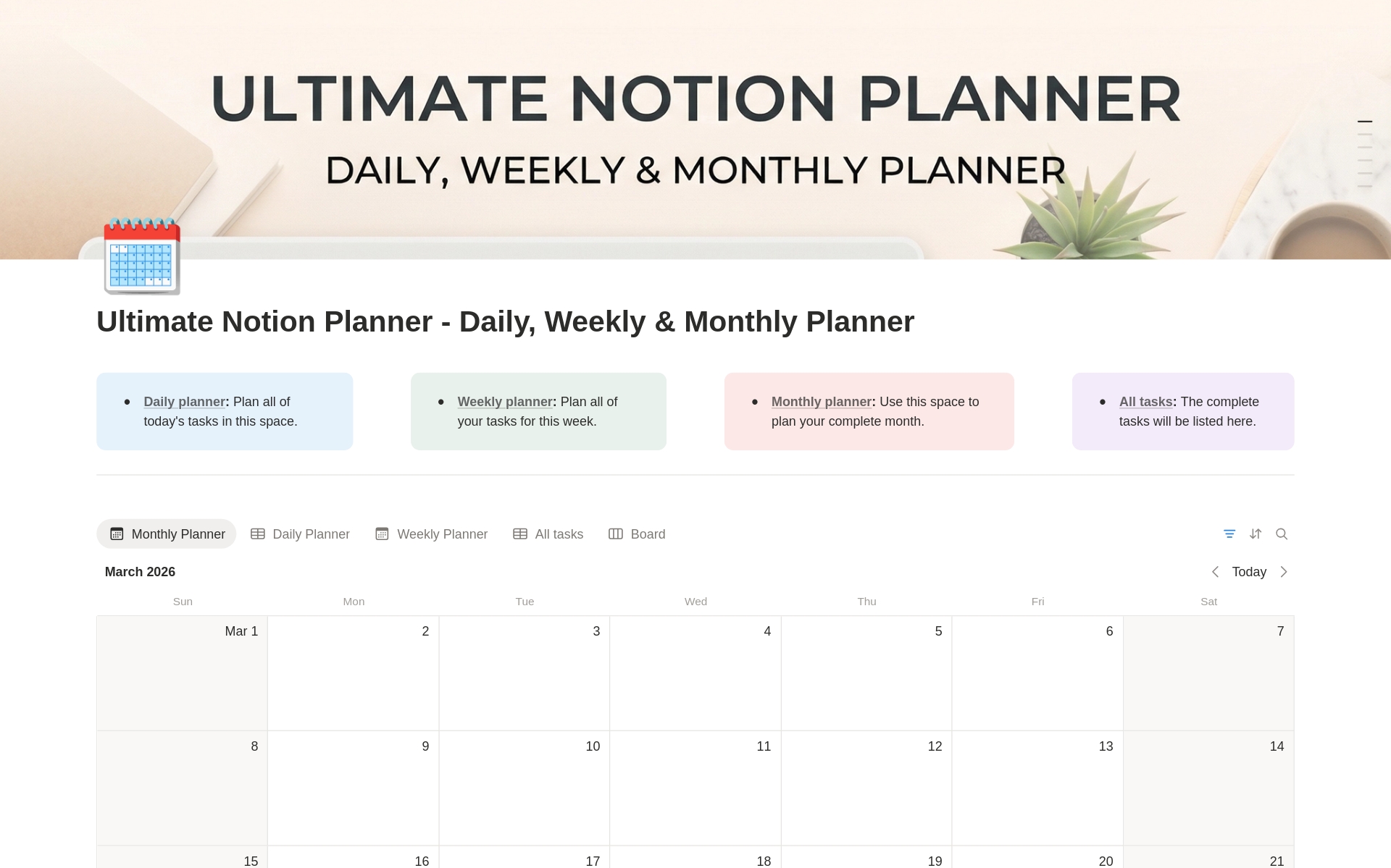 Daily Planner, Weekly Planner & Monthly Planner のプレビュー