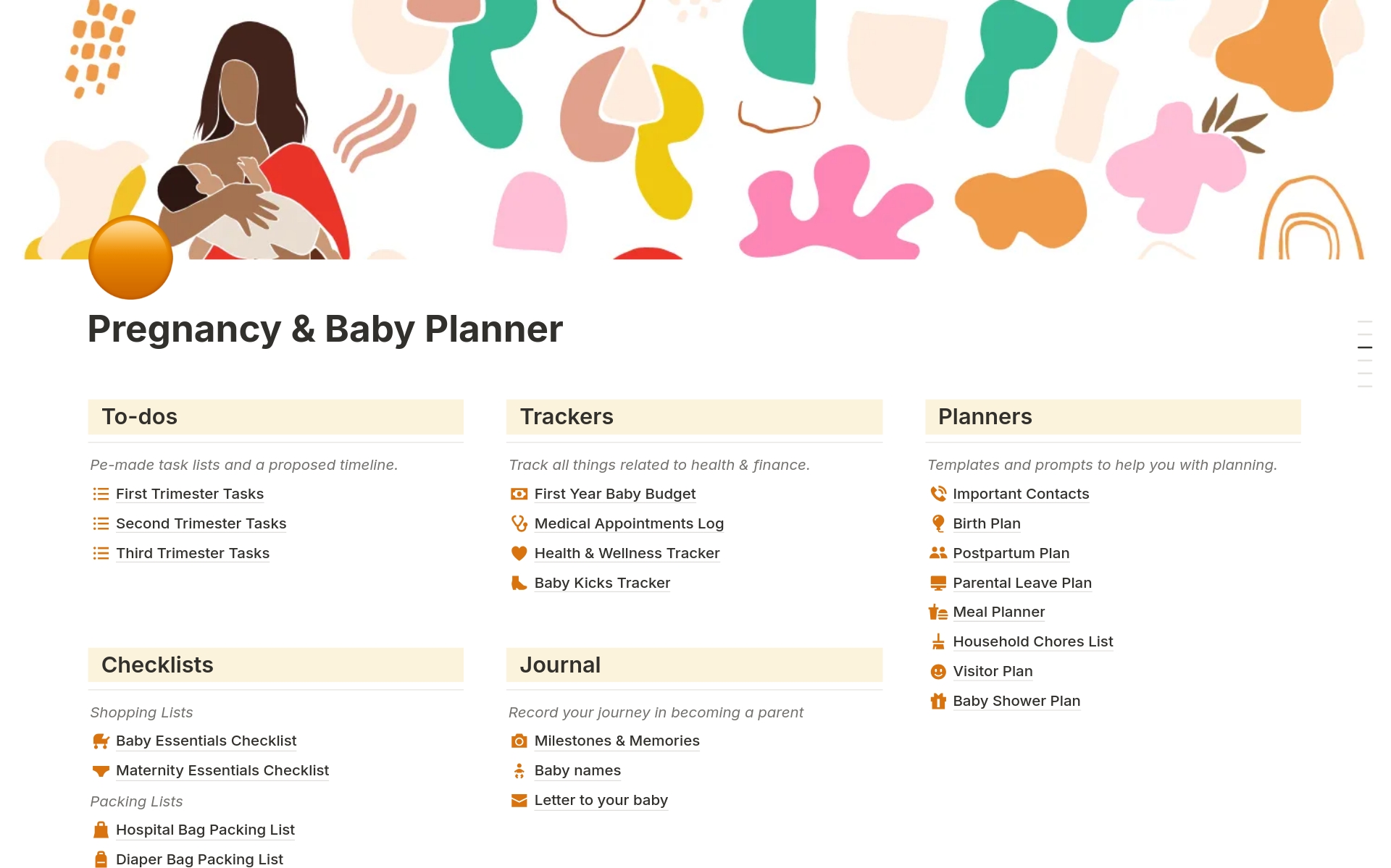 Pregnancy Baby Planner Template by Eunice Notion Marketplace