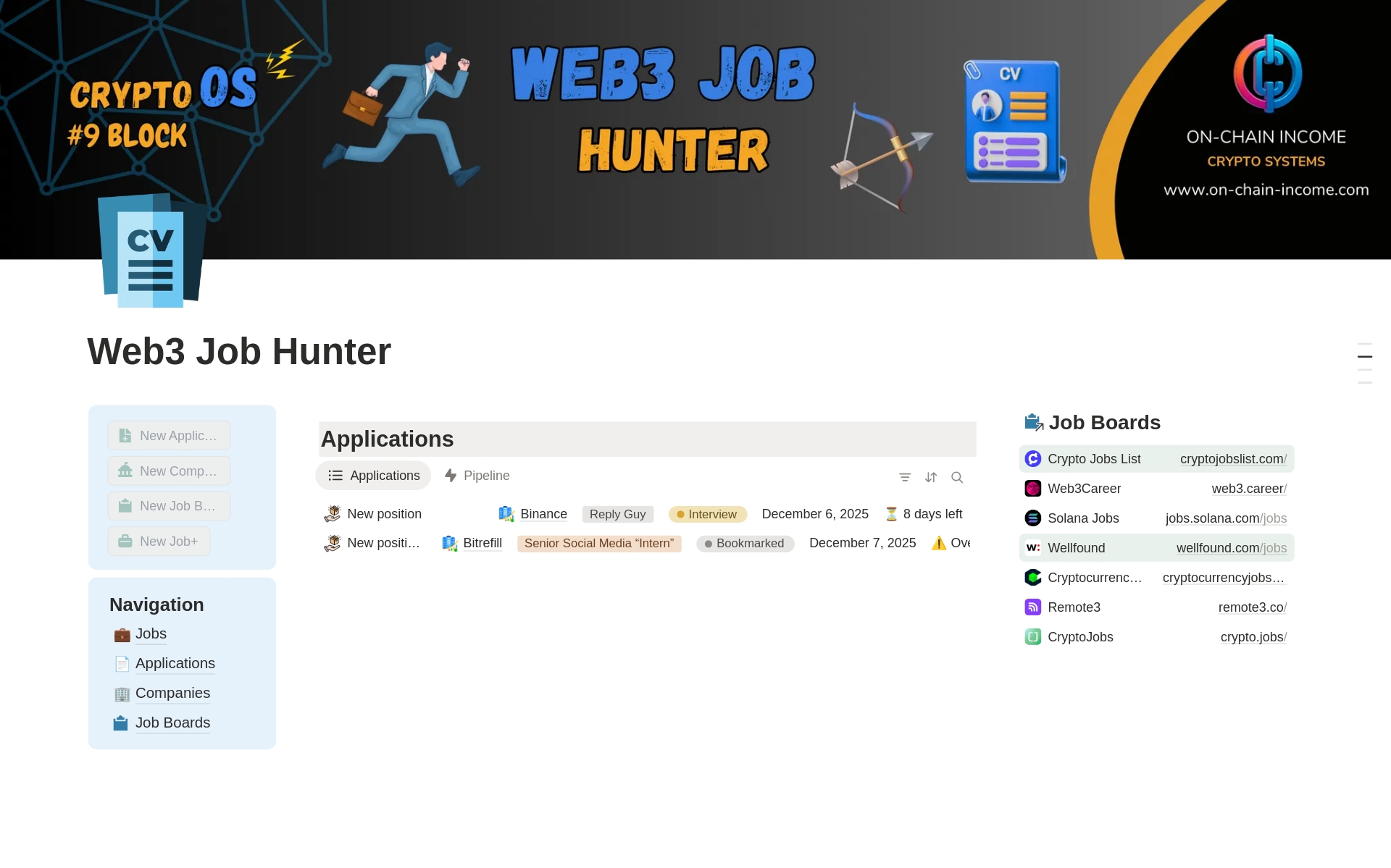 Web3 Job Hunter Template by Nixi | Crypto ⚡ | Notion Marketplace