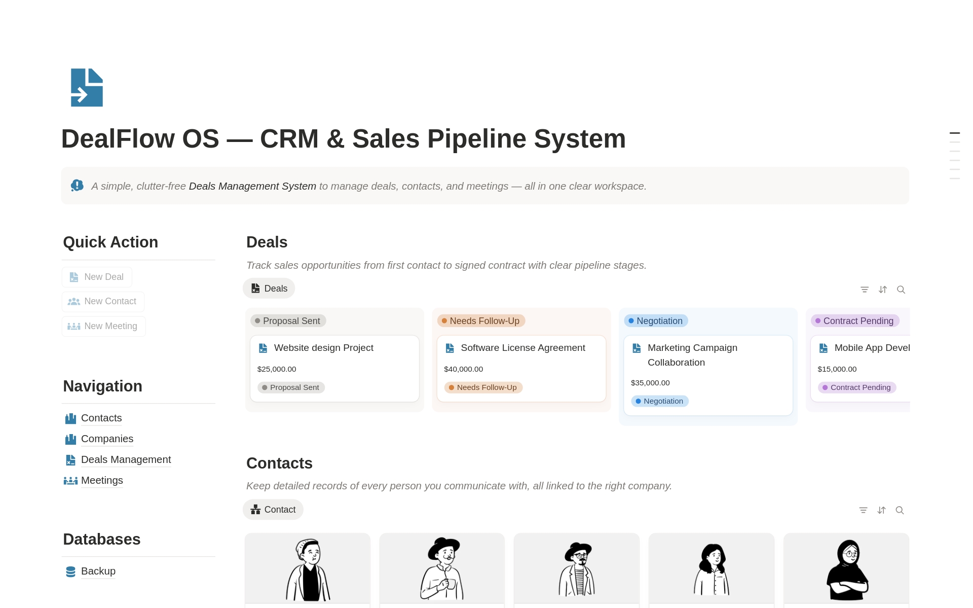 DealFlow OS — CRM & Sales Pipeline System のプレビュー