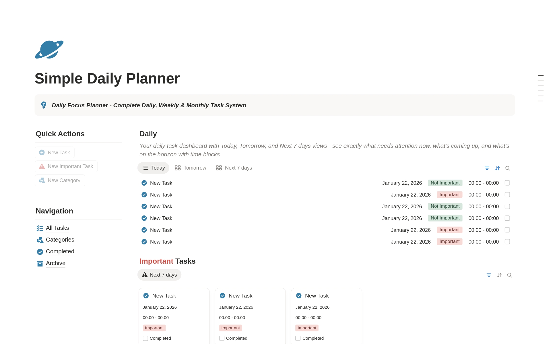 2026 Simple Daily Planner のプレビュー