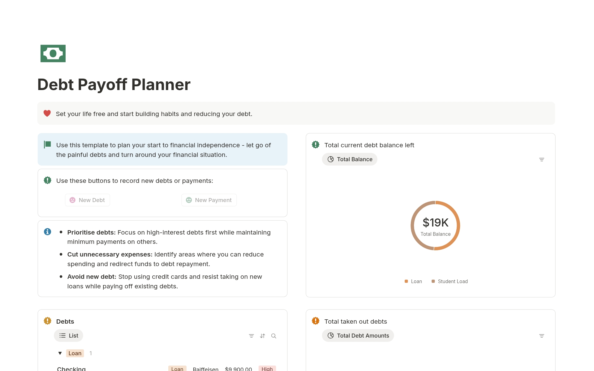 Debt Payoff Planner のプレビュー