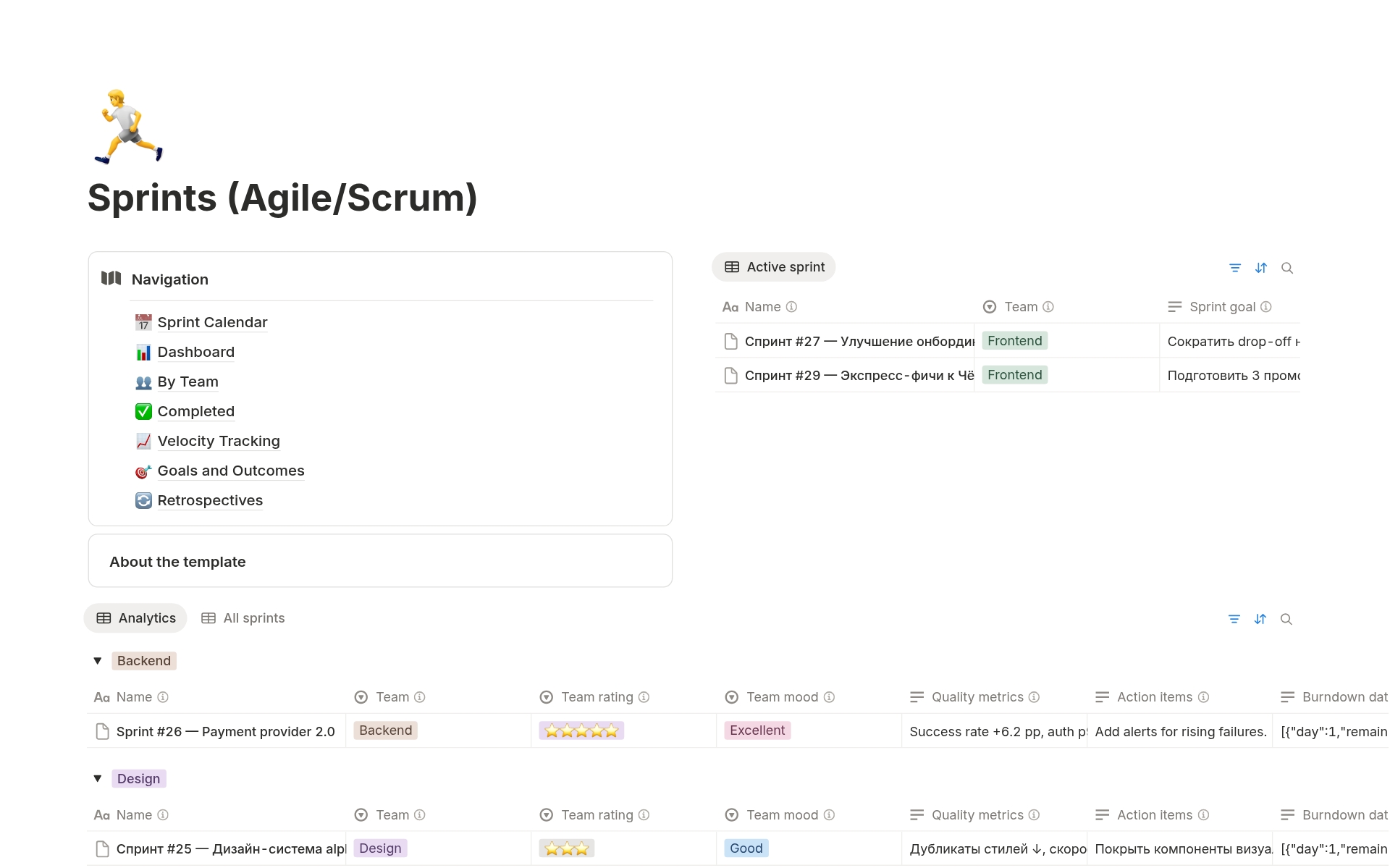 Sprints (Agile/Scrum) のプレビュー