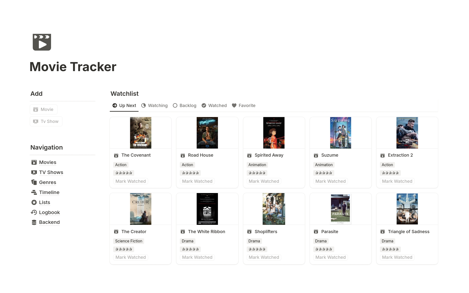 Movie Tracker - Watchlist のプレビュー