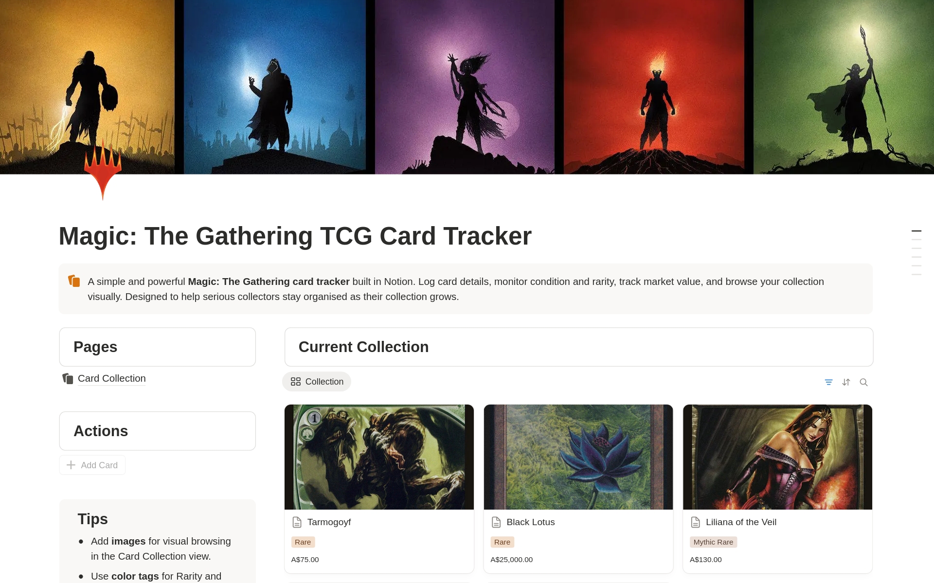 Magic: The Gathering TCG Card Tracker Template by Nebula | Notion  Marketplace