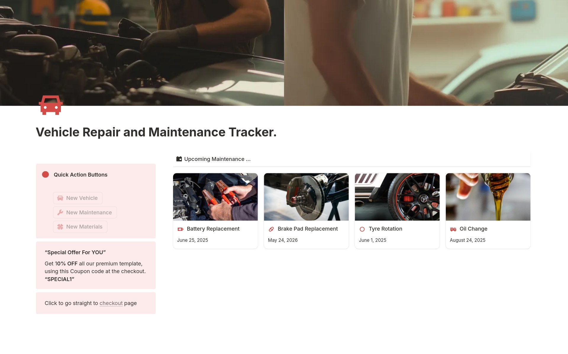 Vehicle Repair and Maintenance Tracker. のプレビュー
