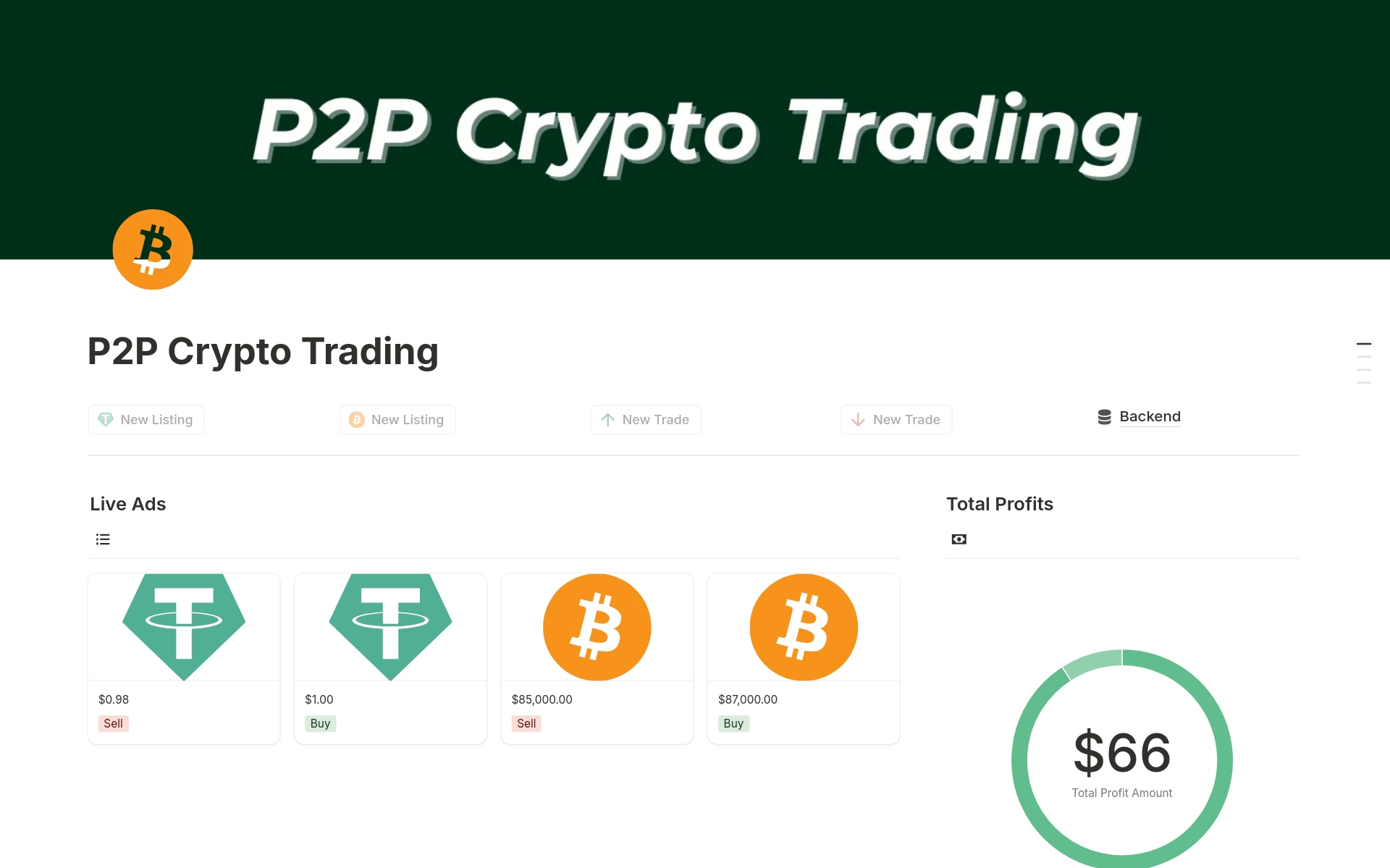 P2P Crypto Trading 템플릿 제작자 AMIIC Wealth | Notion (노션) 마켓플레이스