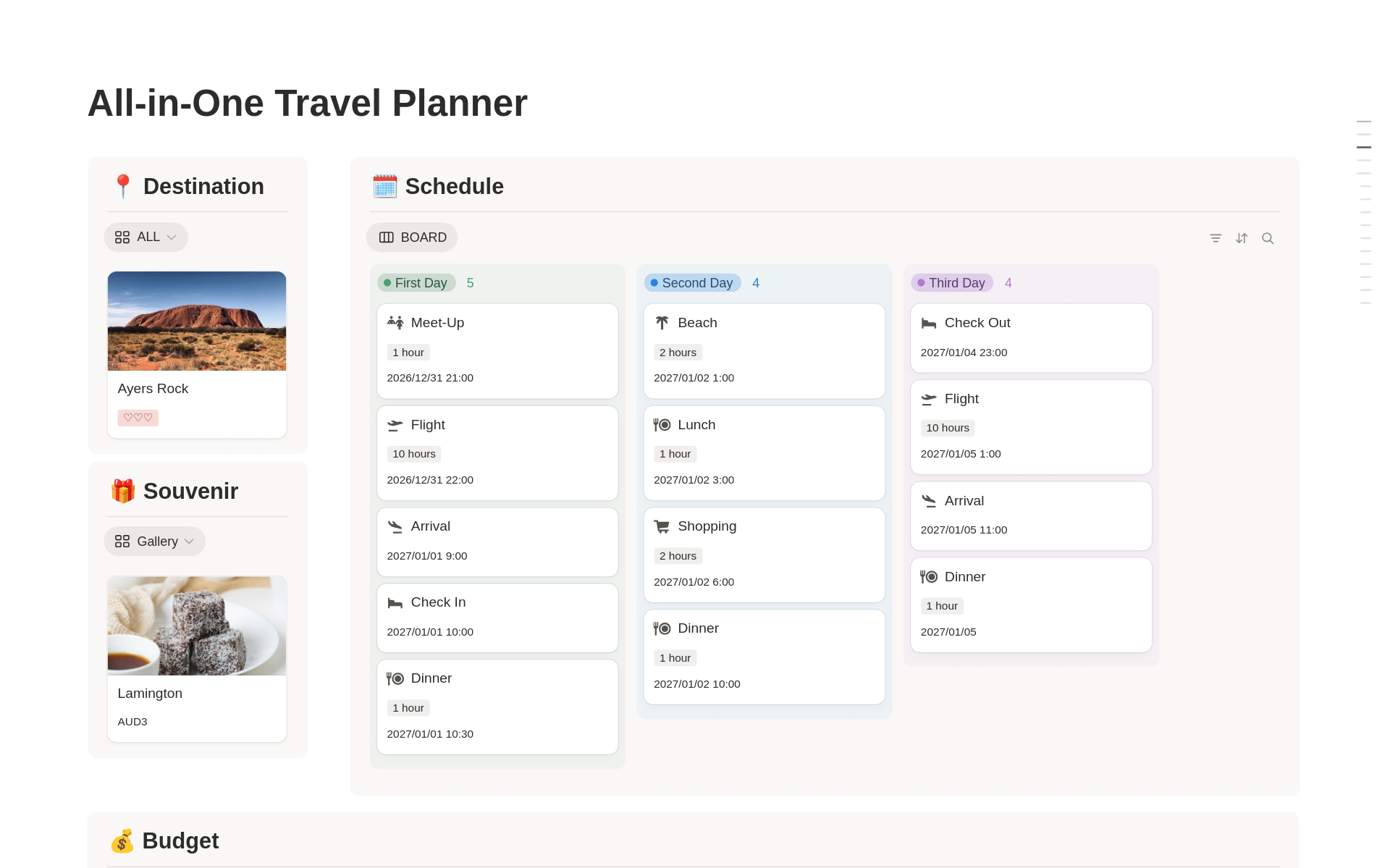 All-in-One Travel Planner のプレビュー
