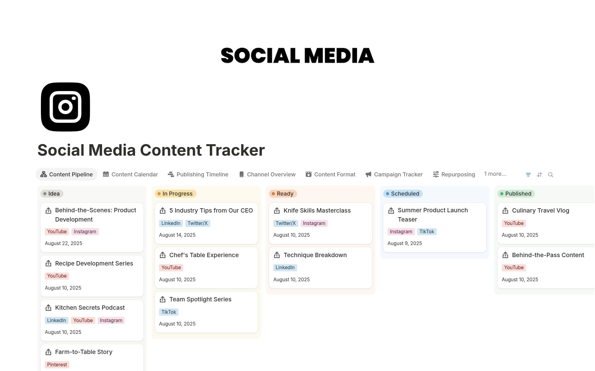 Social Media Content Tracker のプレビュー