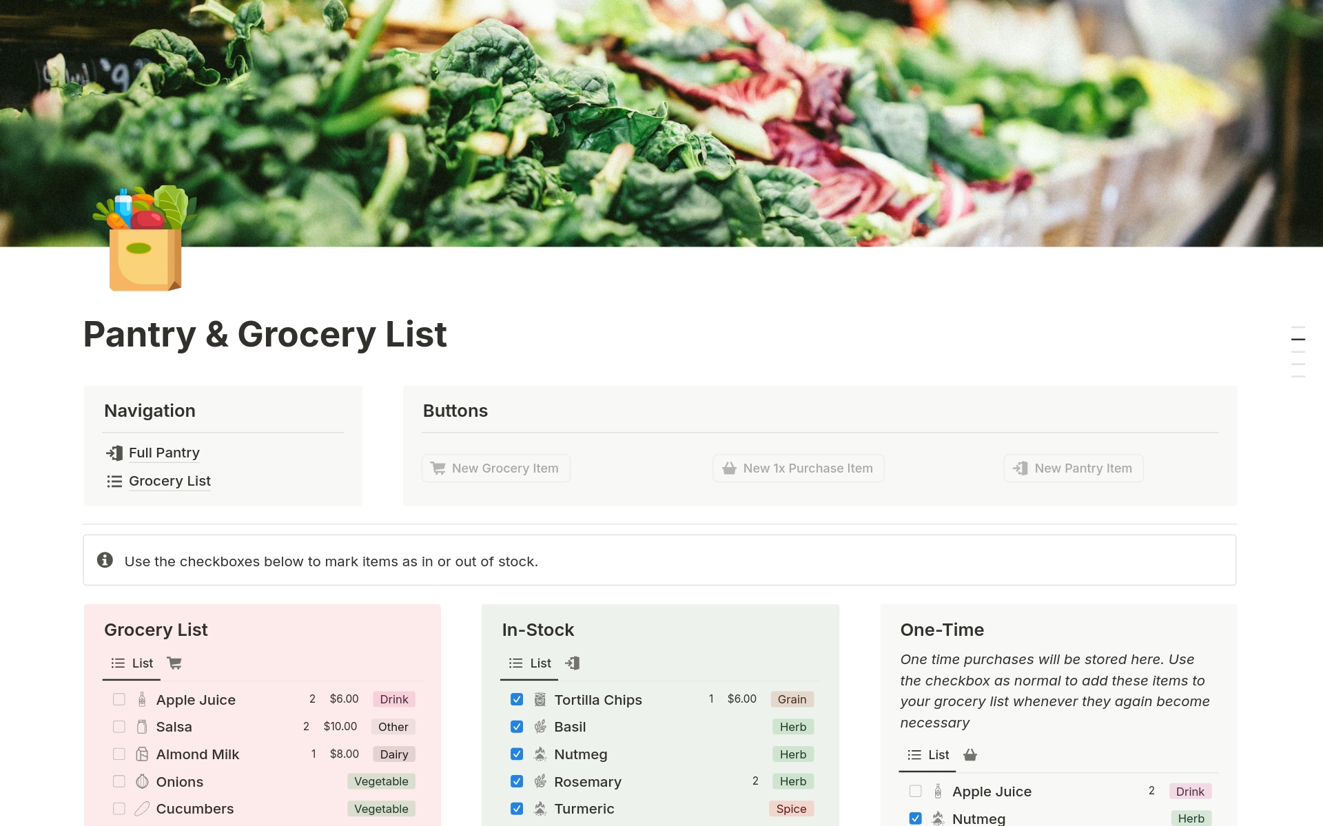 Pantry & Grocery List のプレビュー