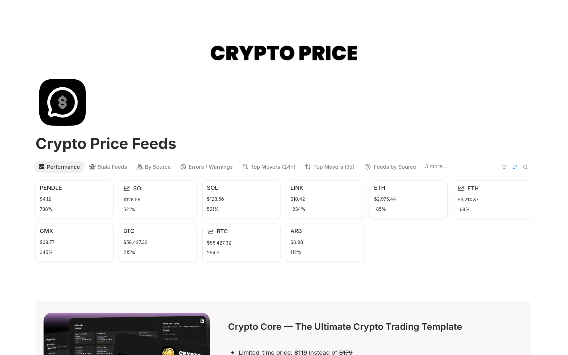 Crypto Price Feeds Template | Notion Marketplace
