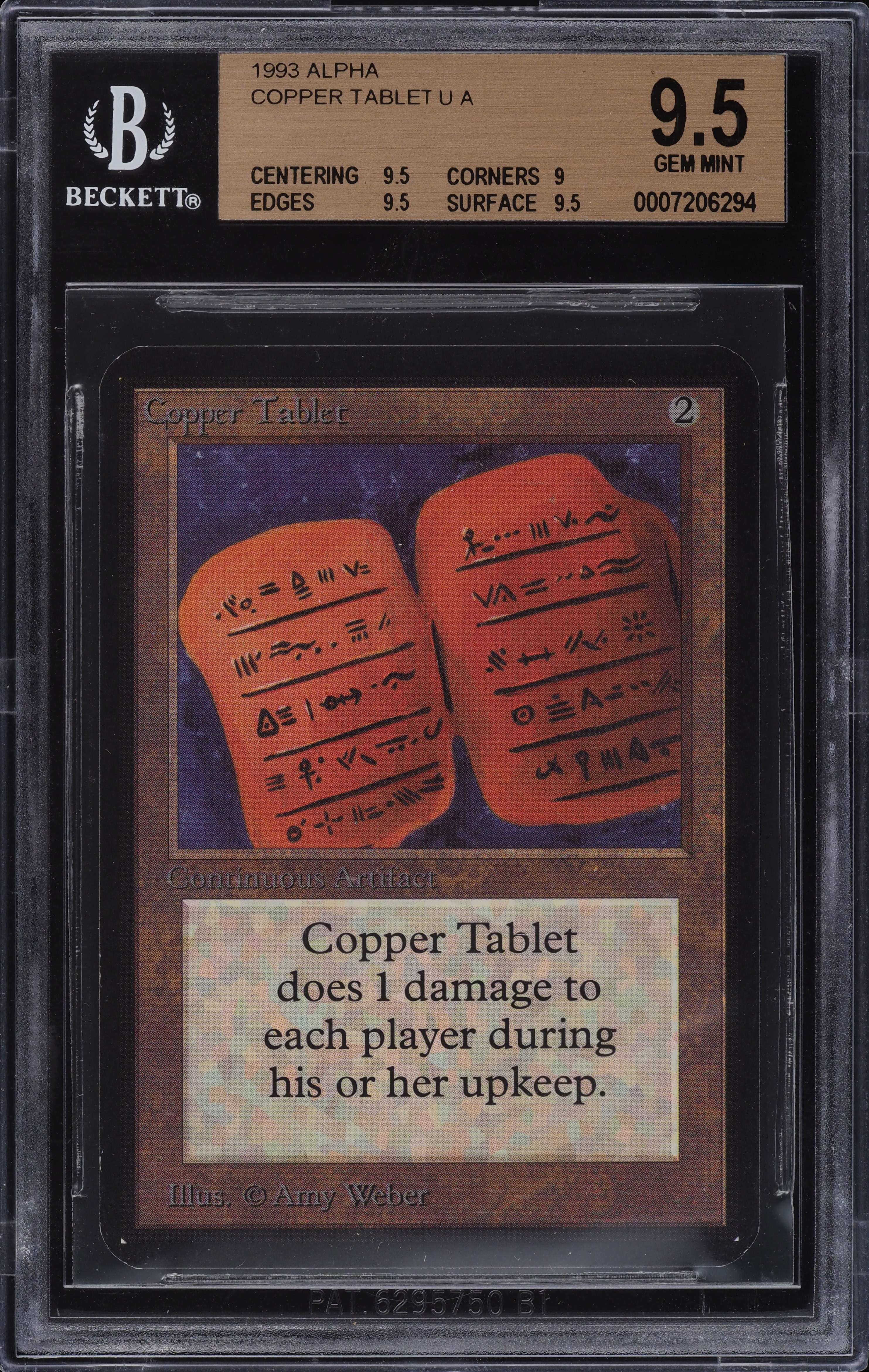 1993 Magic The Gathering MTG Alpha Copper Tablet U A BGS 9.5 GEM
