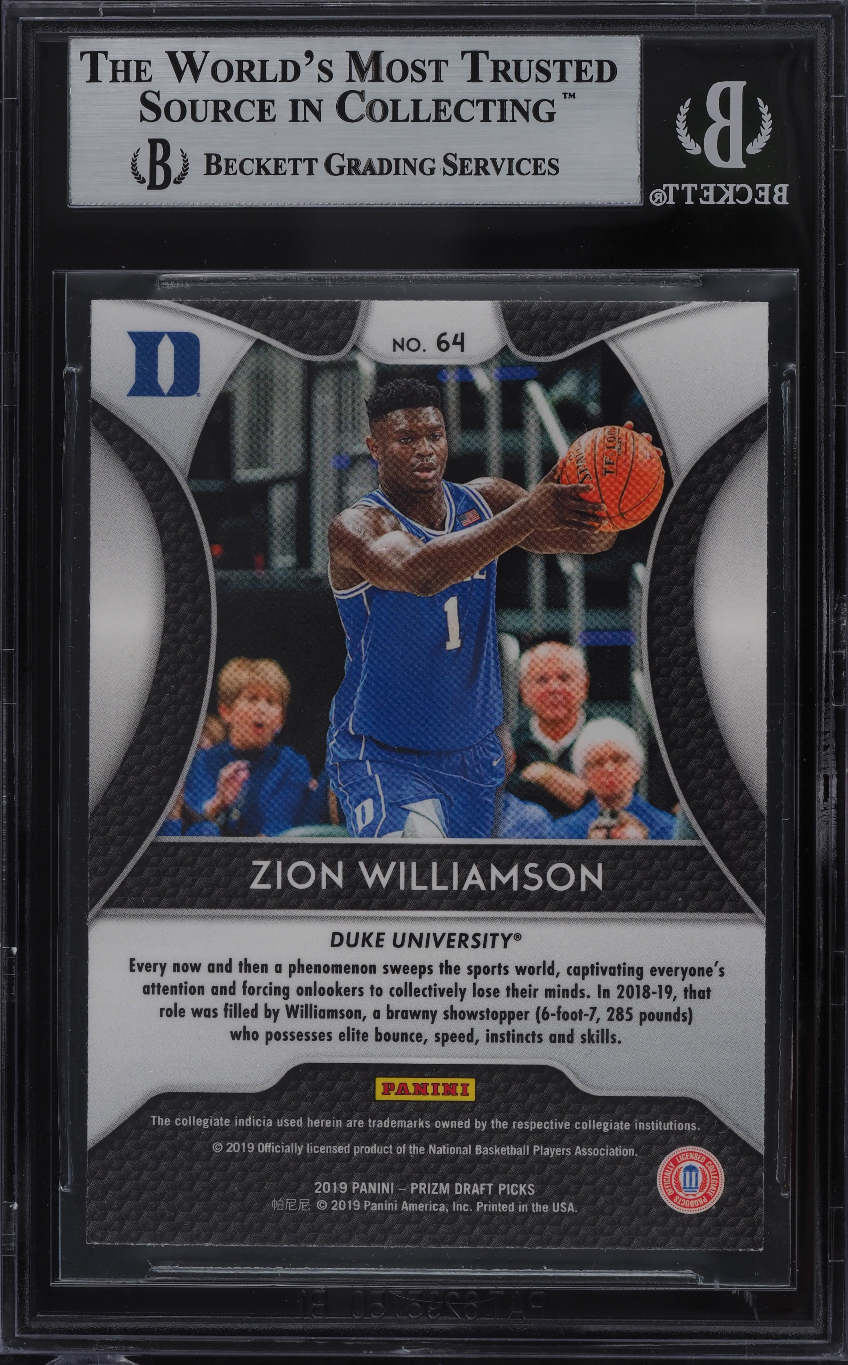2019 Panini Prizm Draft Zion Williamson ROOKIE RC #64 BGS 9 MINT