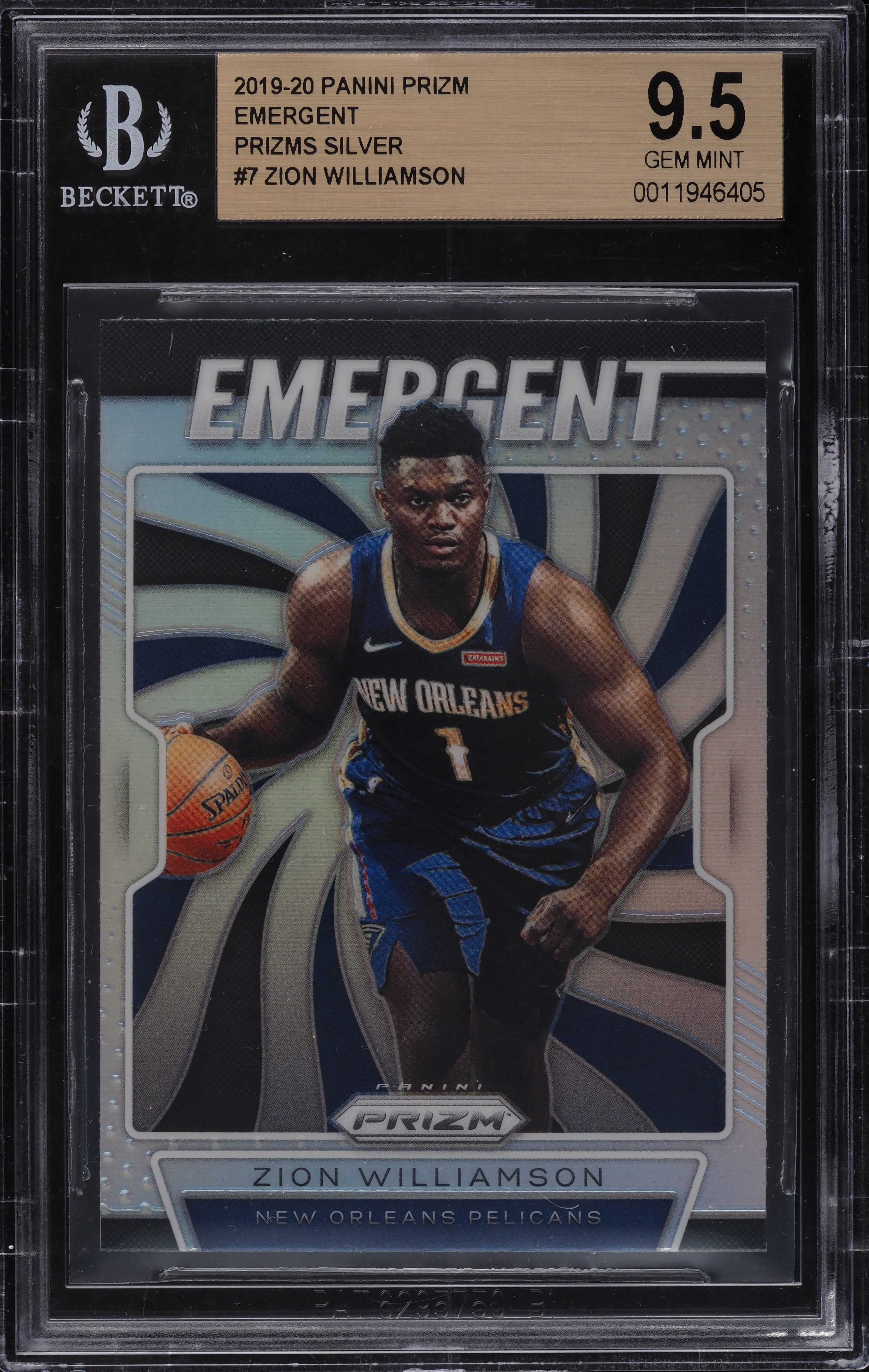 2019 Panini Prizm Emergent Silver Zion Williamson ROOKIE RC #7 BGS
