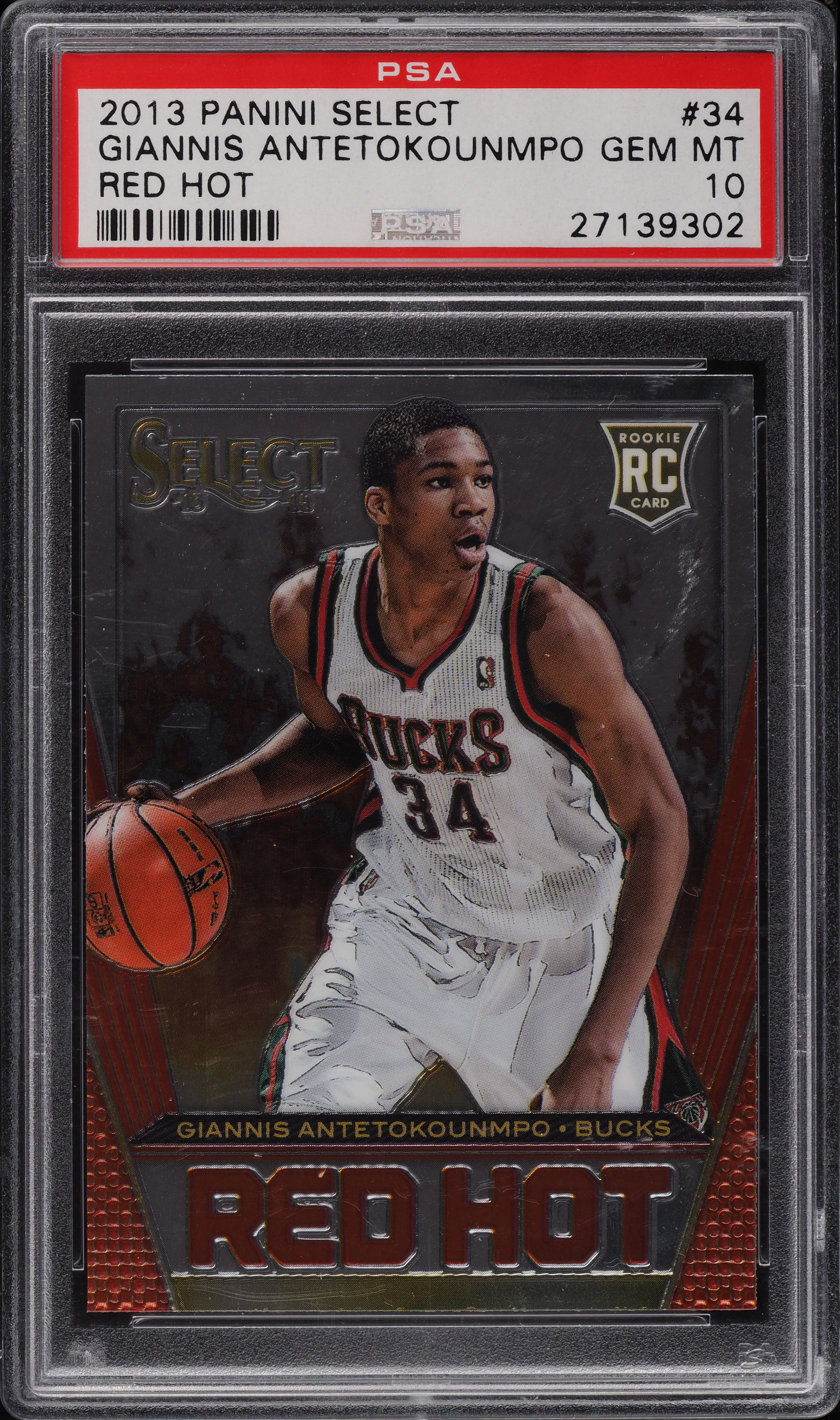 2013 Panini Select Red Hot Giannis Antetokounmpo ROOKIE RC #34 PSA