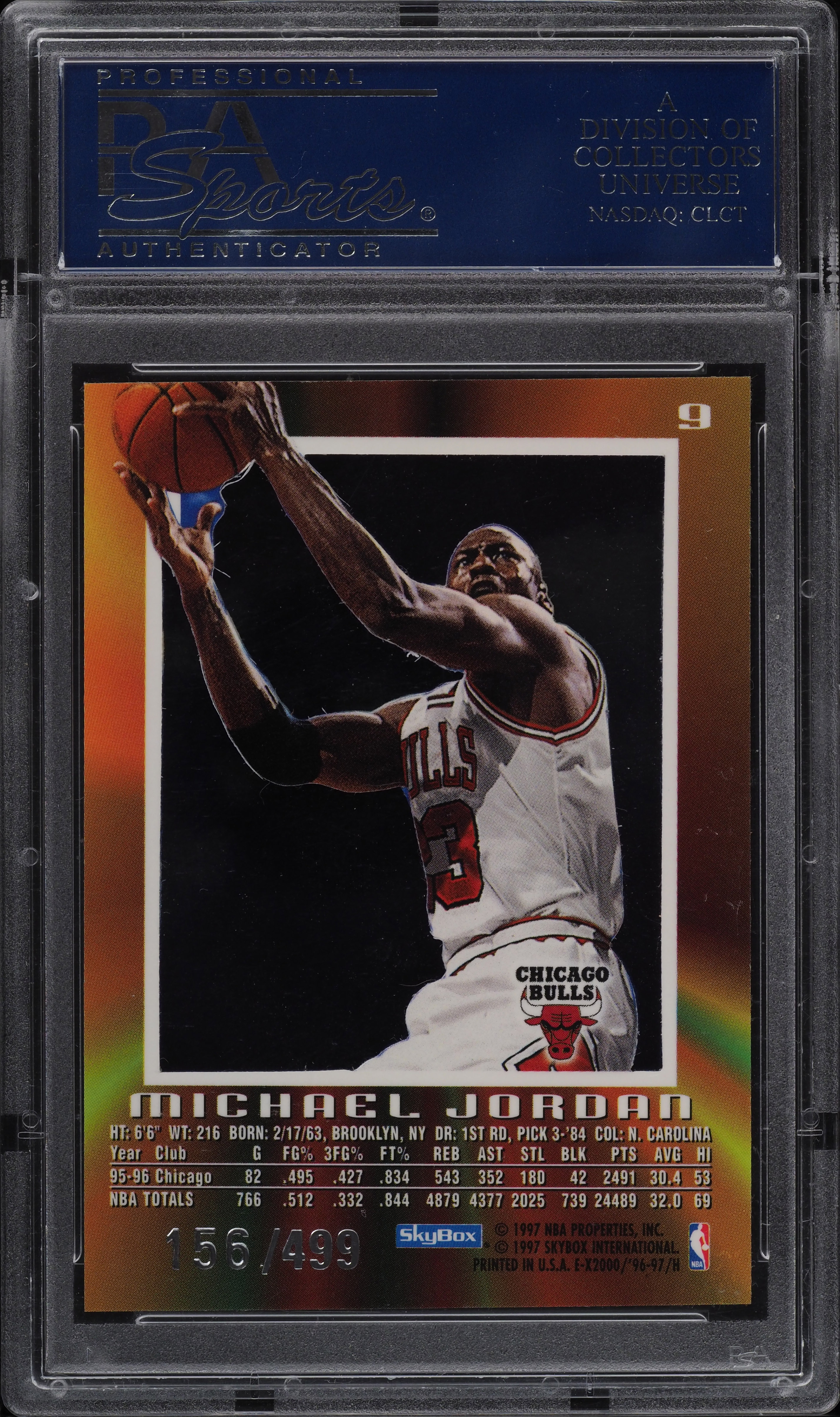 1996 Skybox E-X 2000 Credentials Michael Jordan /499 #9 PSA 9 MINT