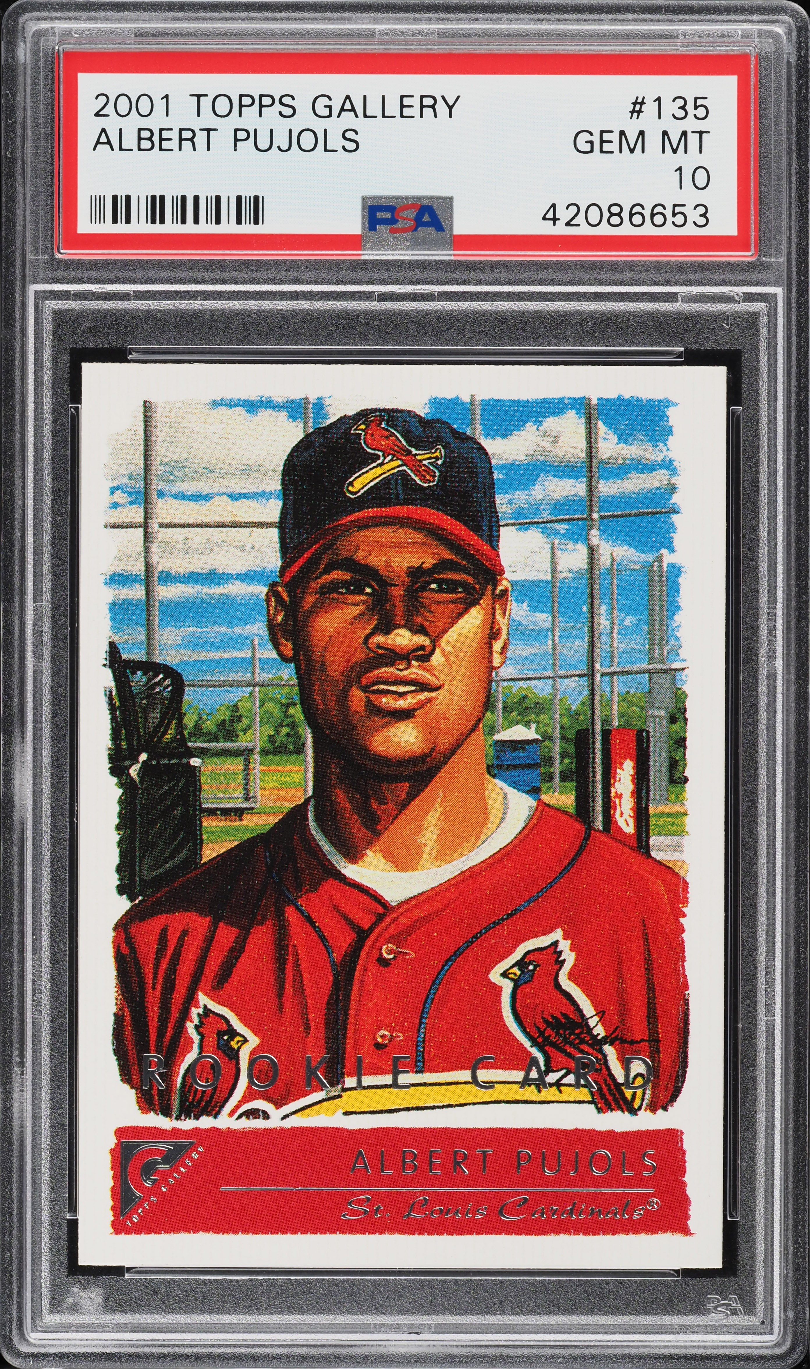 2001 Topps Gallery Albert Pujols ROOKIE RC #135 PSA 10 GEM MINT on