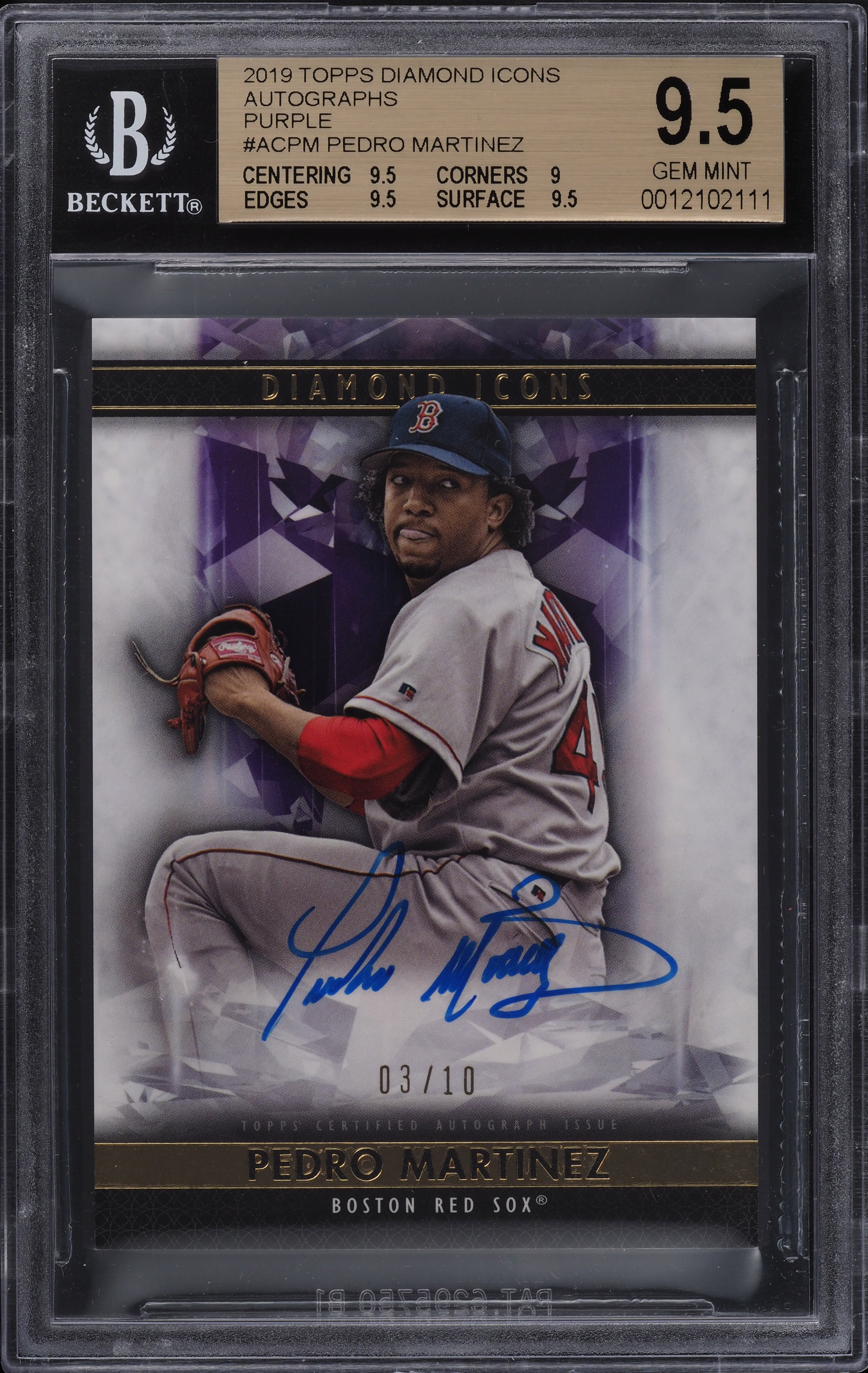 2019 Topps Diamond Icons Purple Pedro Martinez AUTO /10 BGS 9.5 