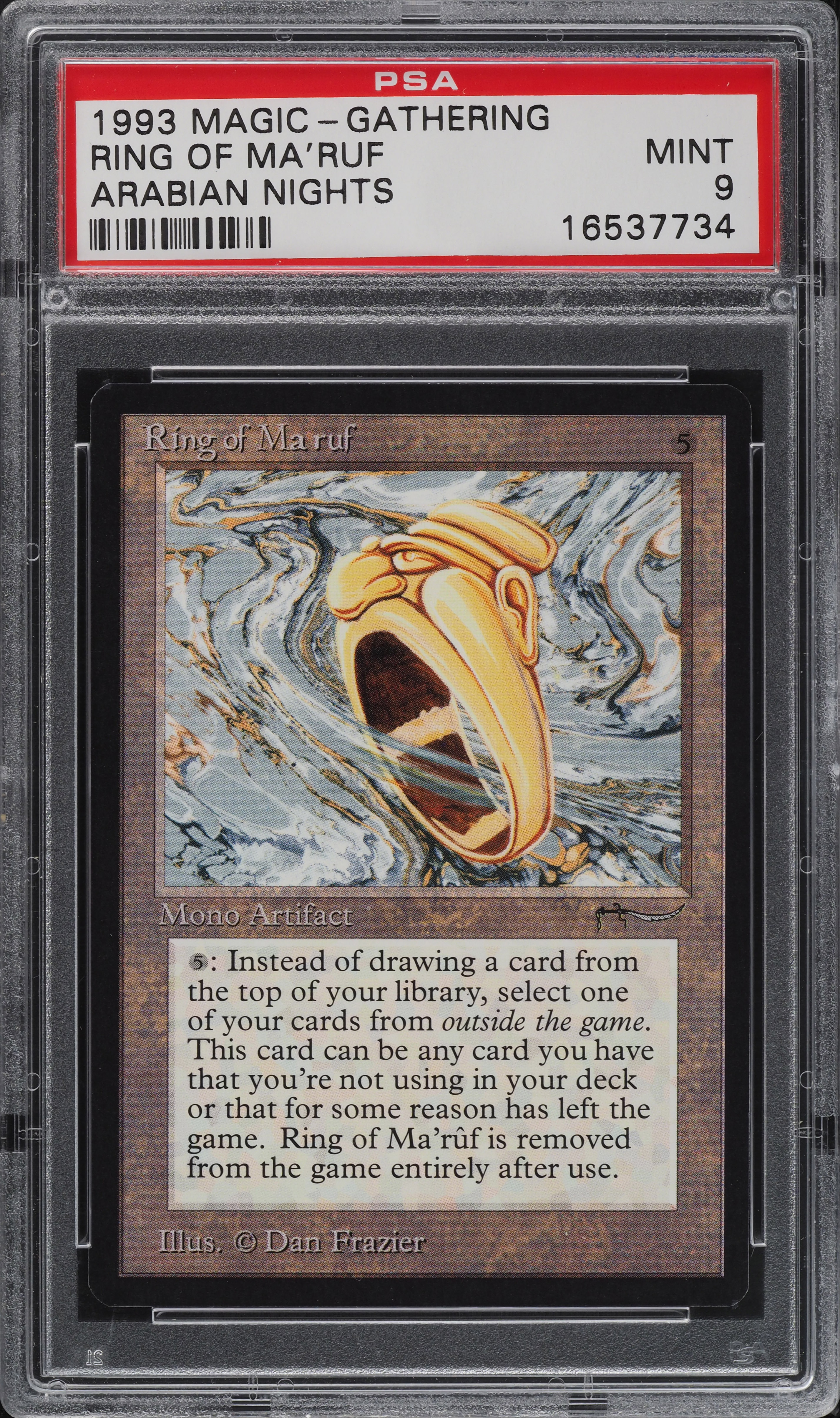 1993 Magic The Gathering MTG Arabian Nights Ring Of Ma'ruf PSA 9