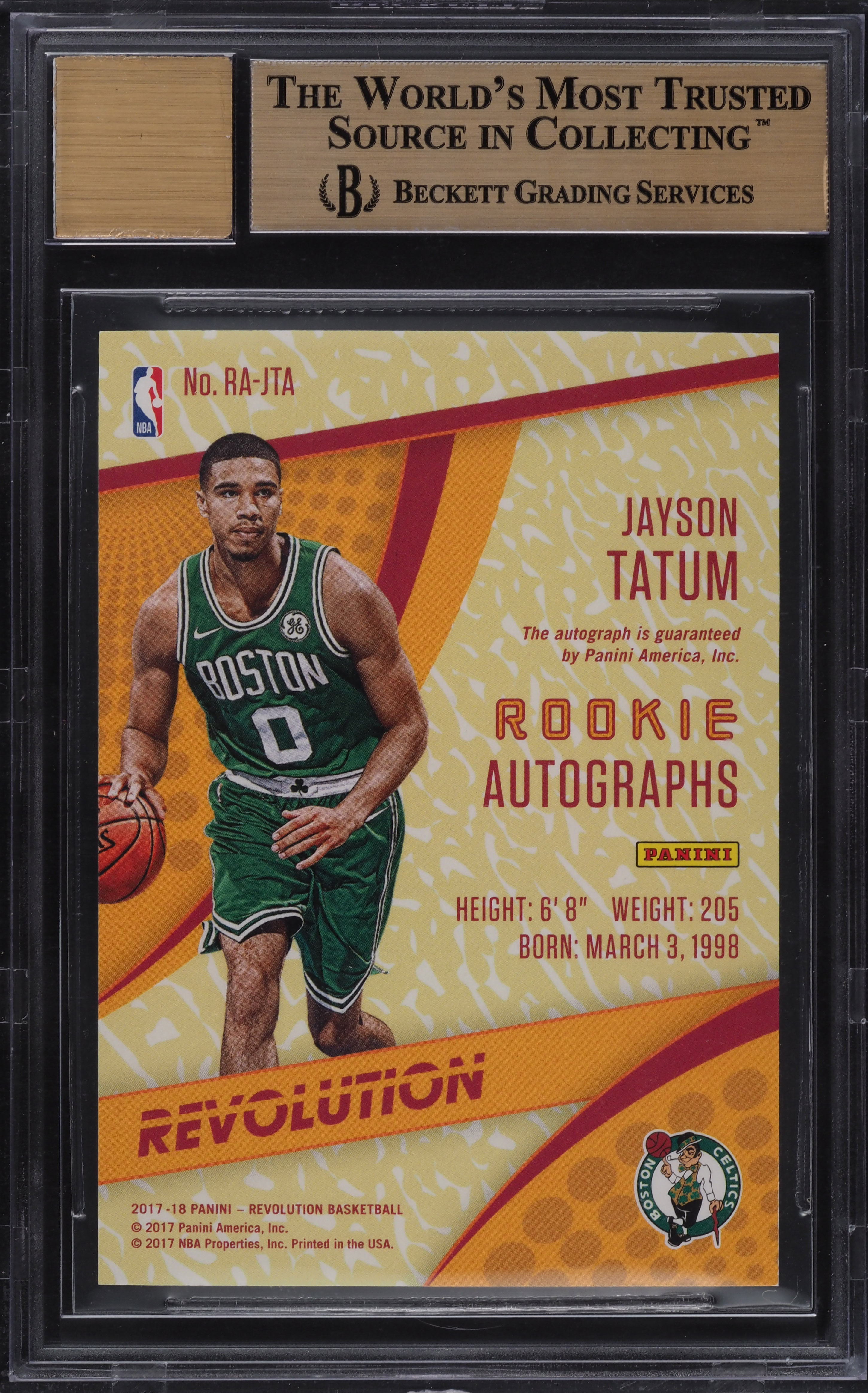 2017 Panini Revolution Jayson Tatum ROOKIE RC AUTO #3 BGS 10
