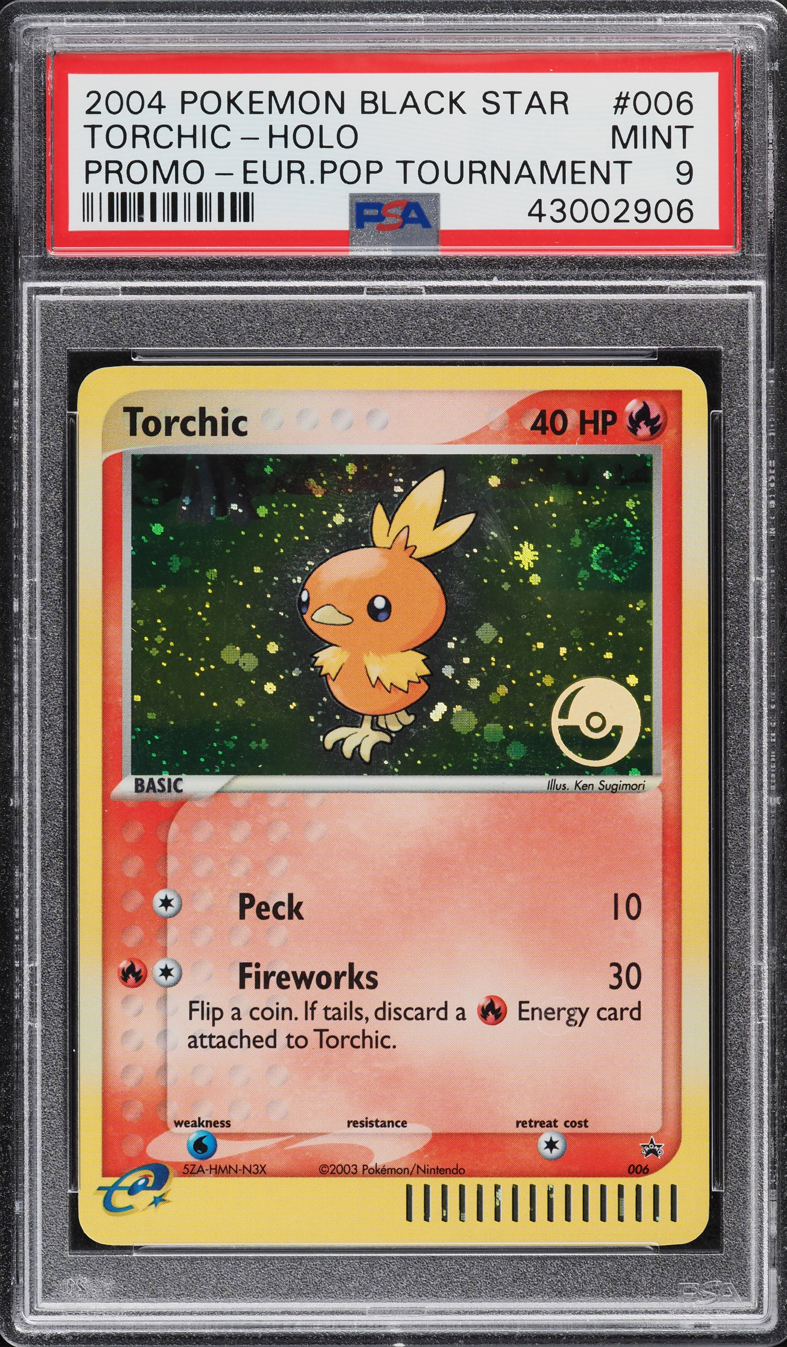 2004 Pokemon Black Star Promo European Pop Tournament Holo Torchic