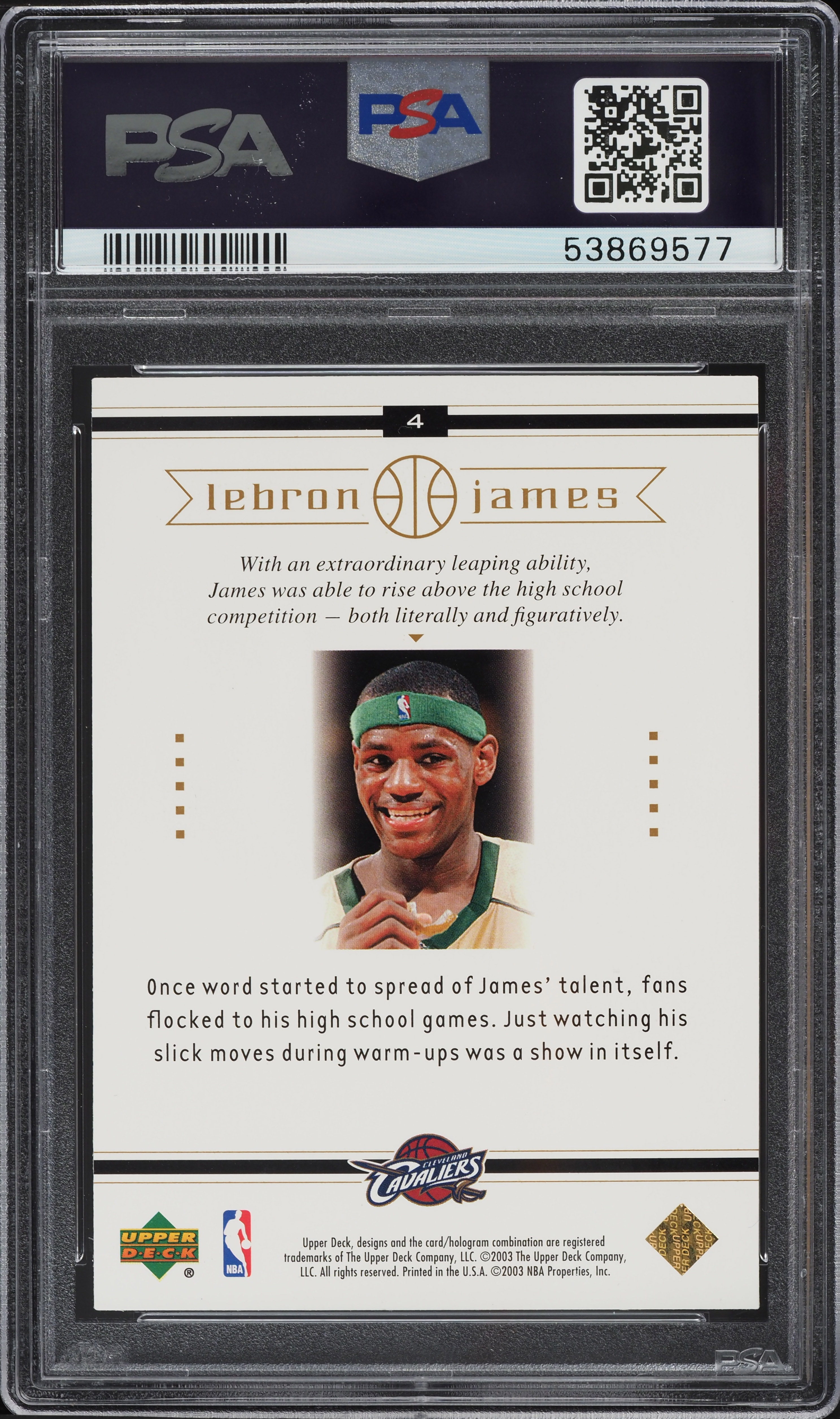 2003 Upper Deck Box Set LeBron James ROOKIE RC #4 PSA 9 MINT on