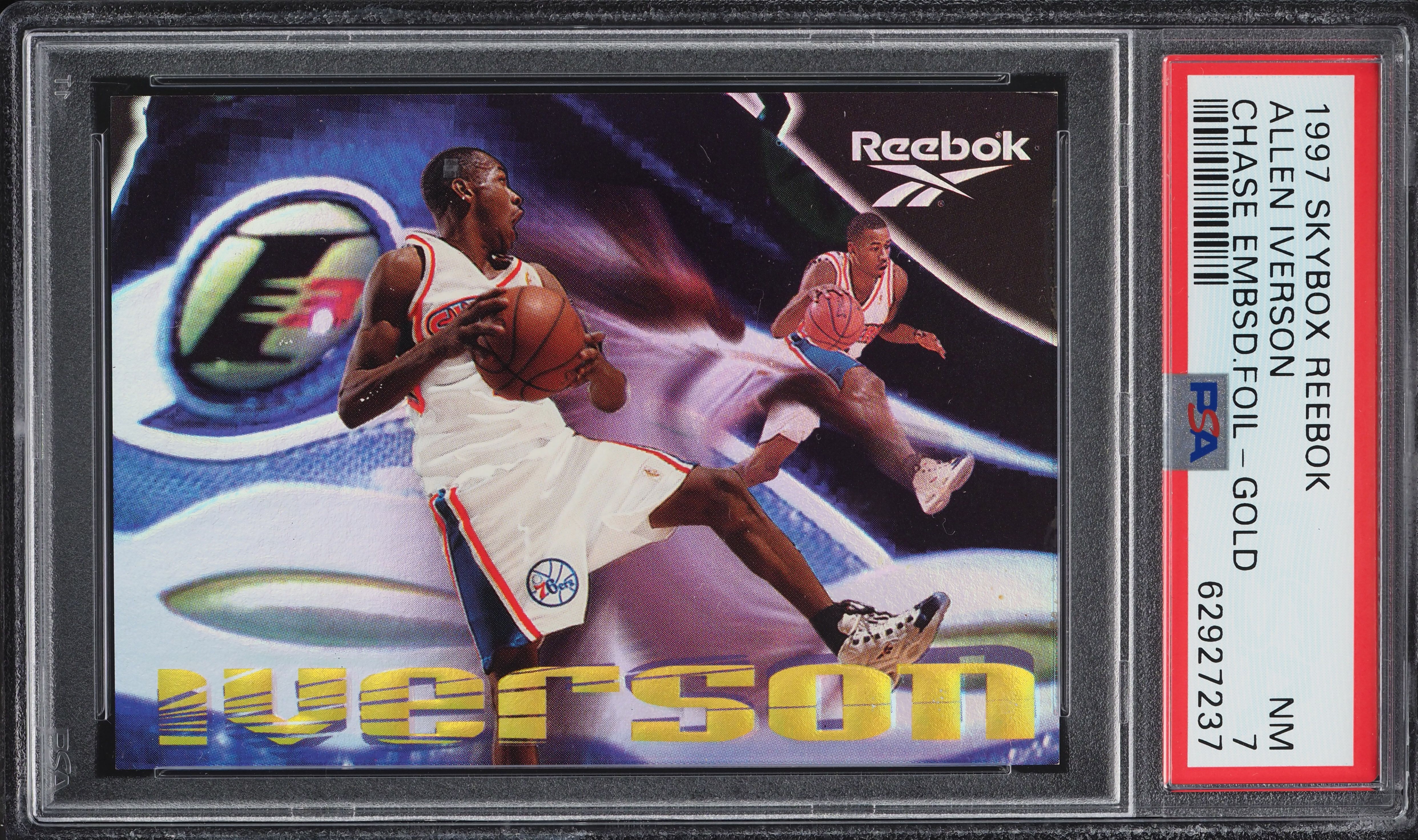 1997 Skybox Reebok Chase Embossed Foil Gold Allen Iverson PSA 7