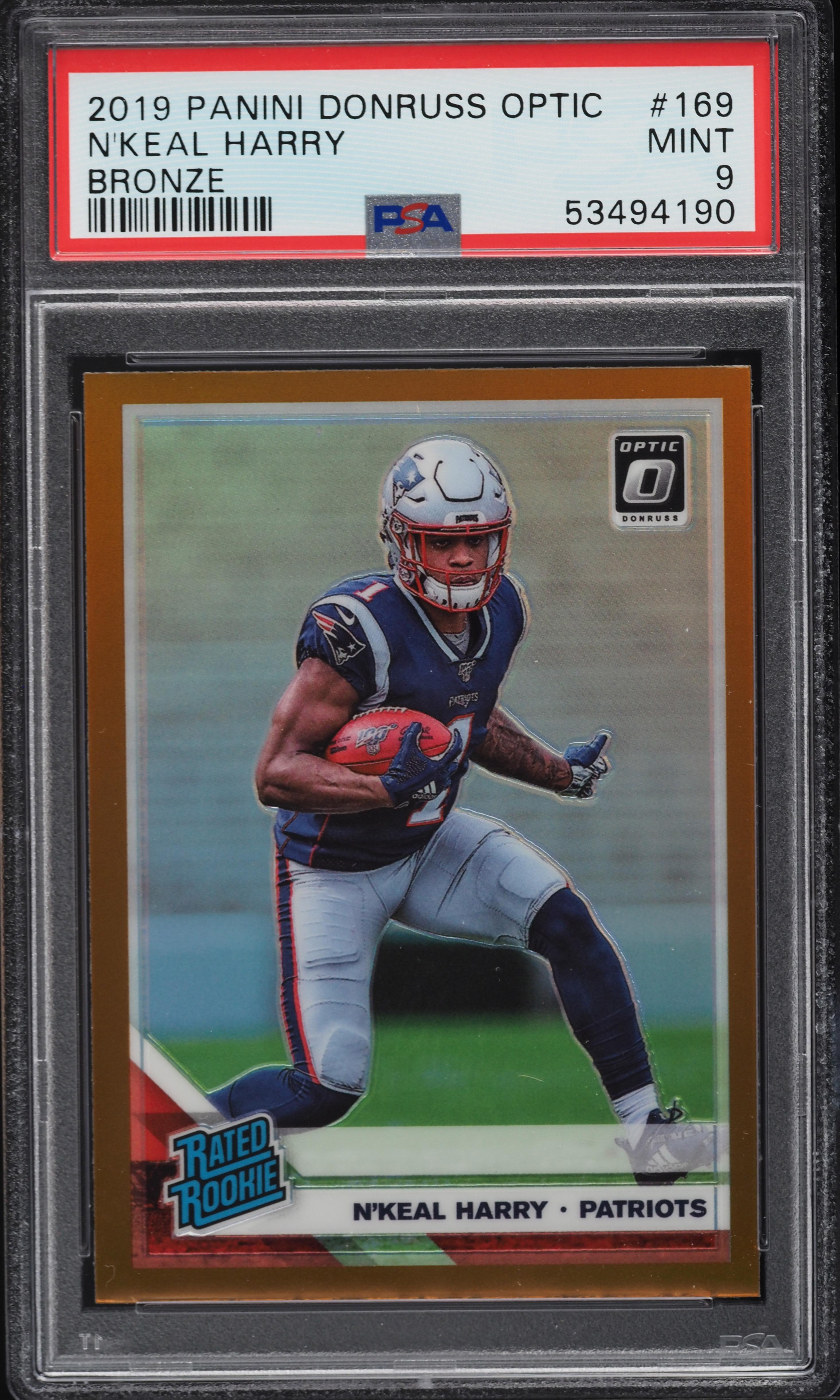 2019 Donruss Optic Bronze N'Keal Harry ROOKIE #169 PSA 9 MINT on