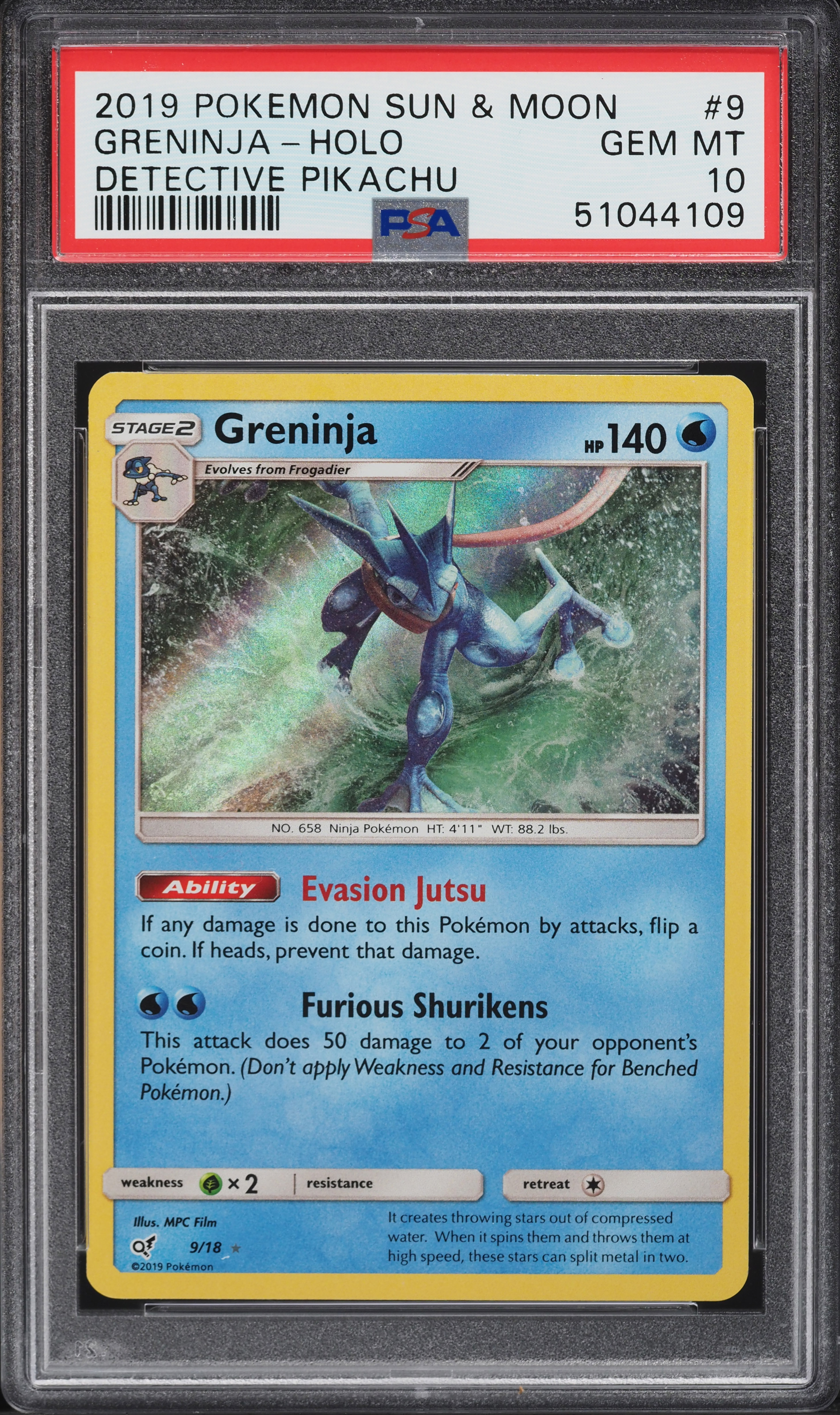 pokemon detective pikachu cards greninja 2019 Pokemon Sun & Moon Detective Pikachu Holo Greninja #9 PSA 10 GEM MINT  on Fanatics Collect
