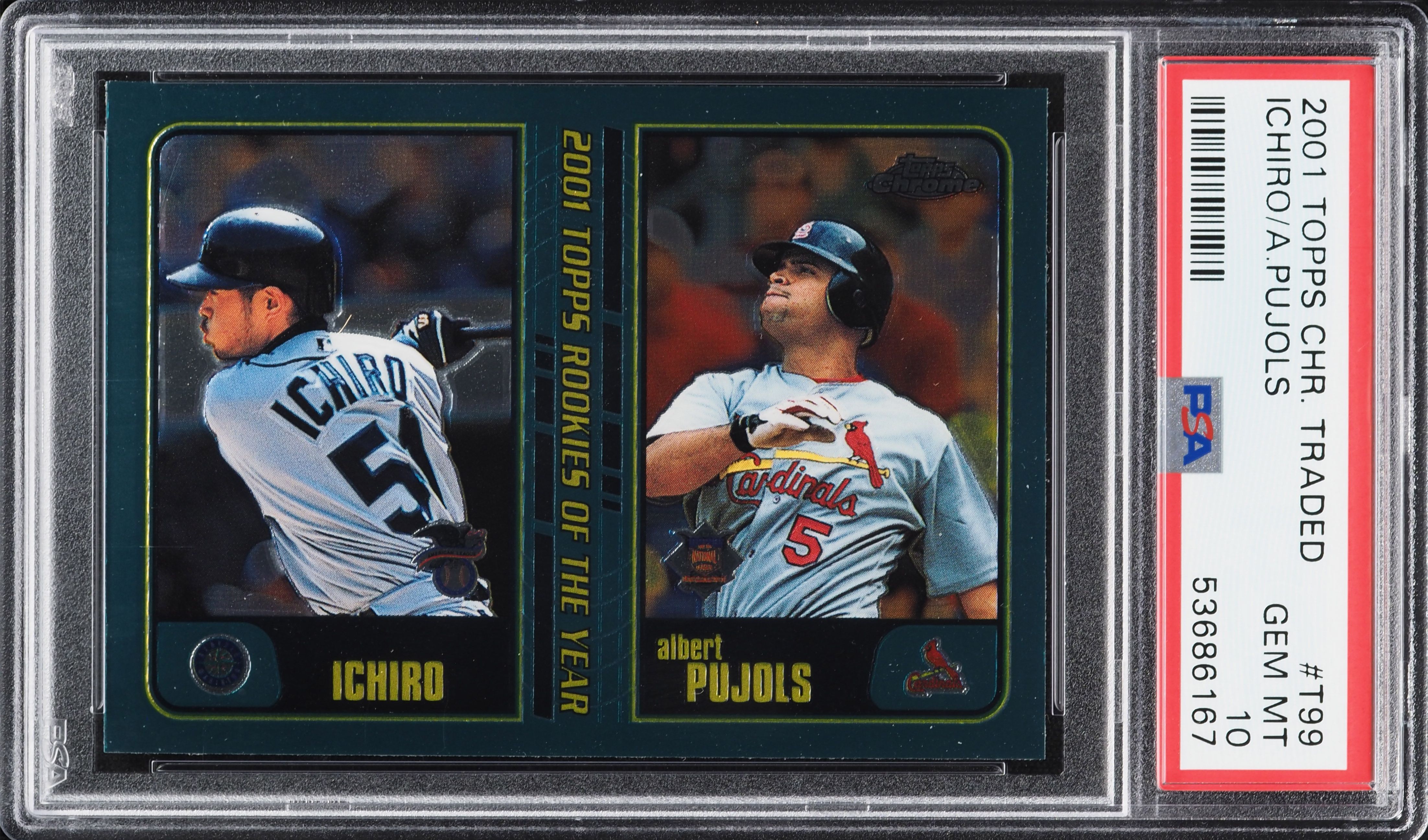2001 Topps Traded Chrome イチロー/プーホールズ RC 2001 Topps Chrome Traded Ichiro Suzuki & Albert Pujols ROOKIE #T99