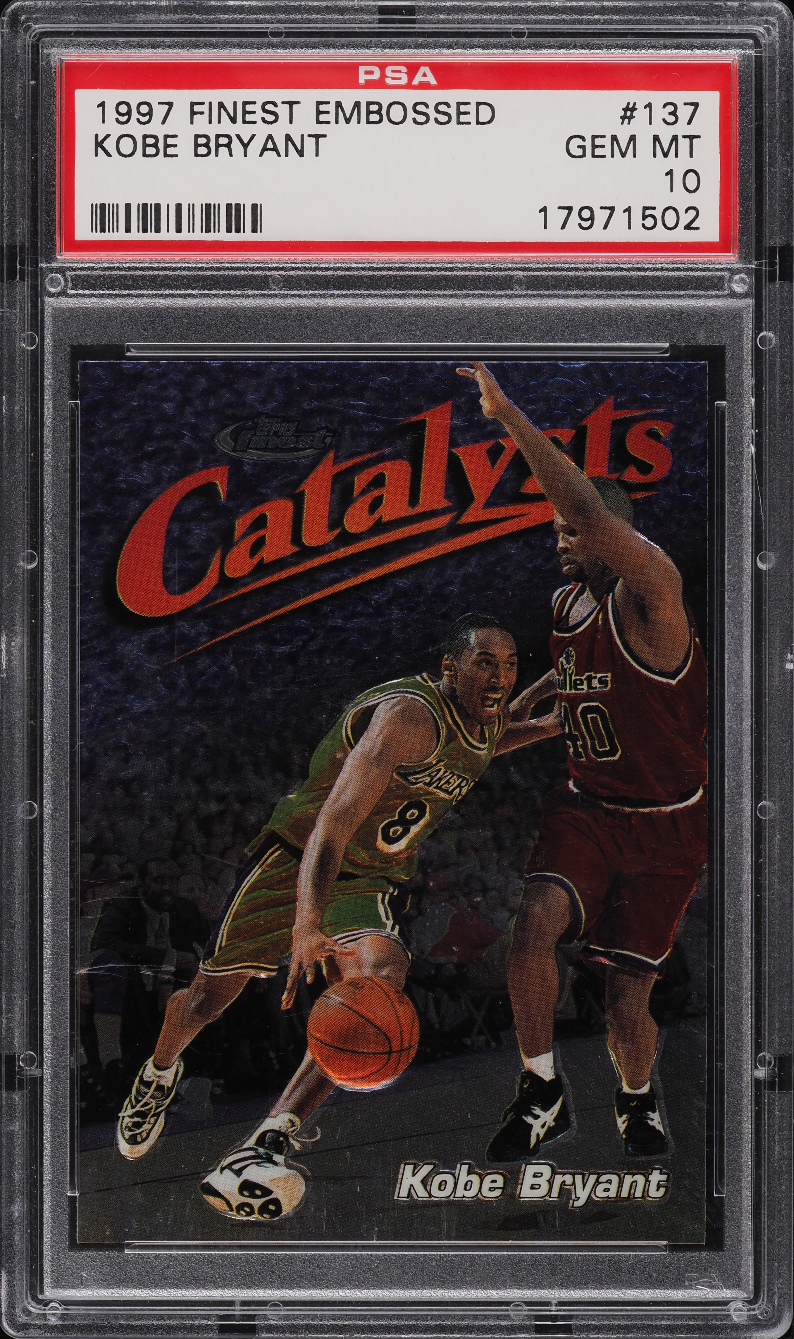 1997 Topps Finest Silver Embossed Kobe Bryant Catalyst RC #137 PSA