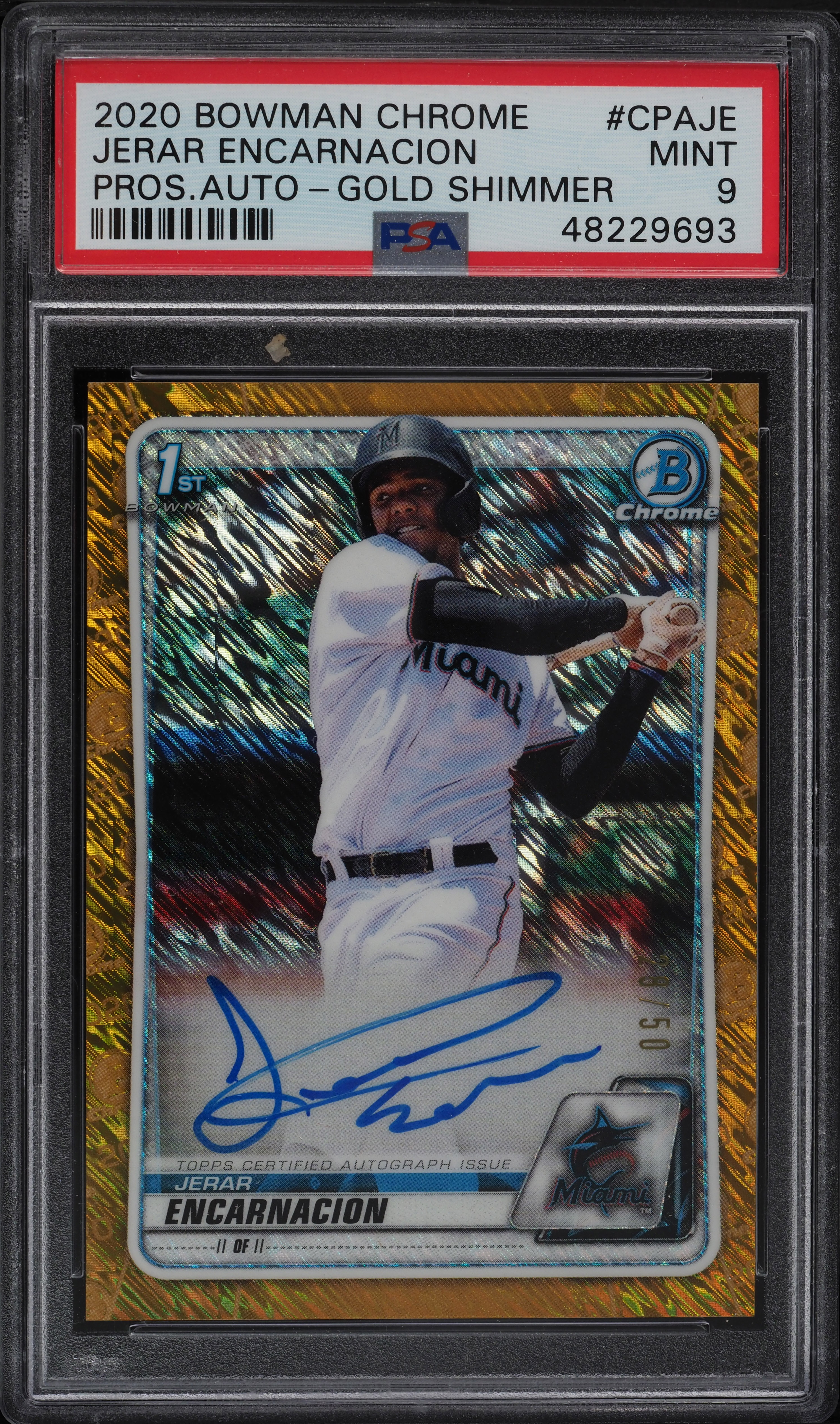 2020 Bowman Chrome Gold Shimmer Jerar Encarnacion ROOKIE RC AUTO 