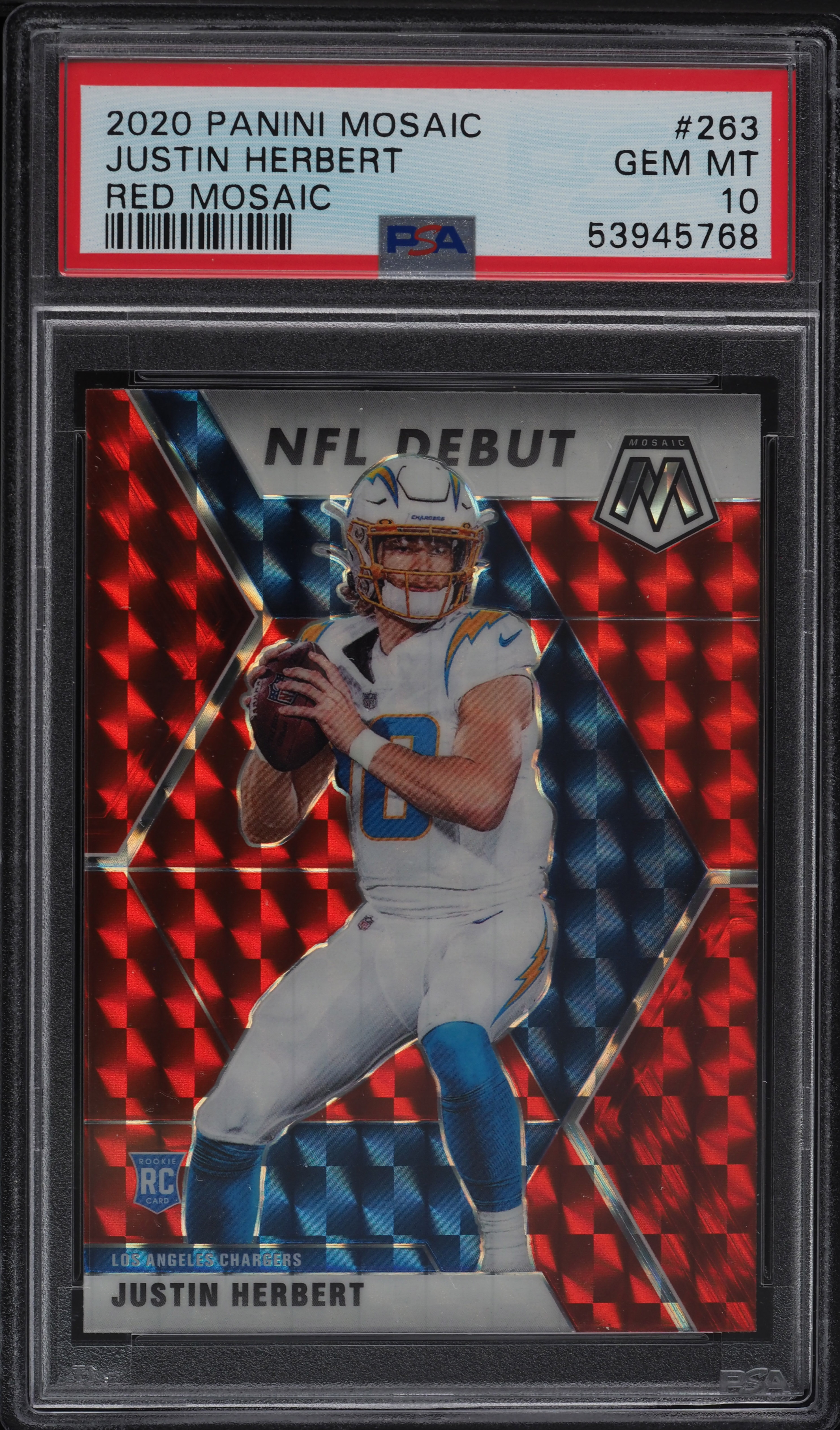 2020 Panini Mosaic Red Justin Herbert ROOKIE #263 PSA 10 GEM MINT